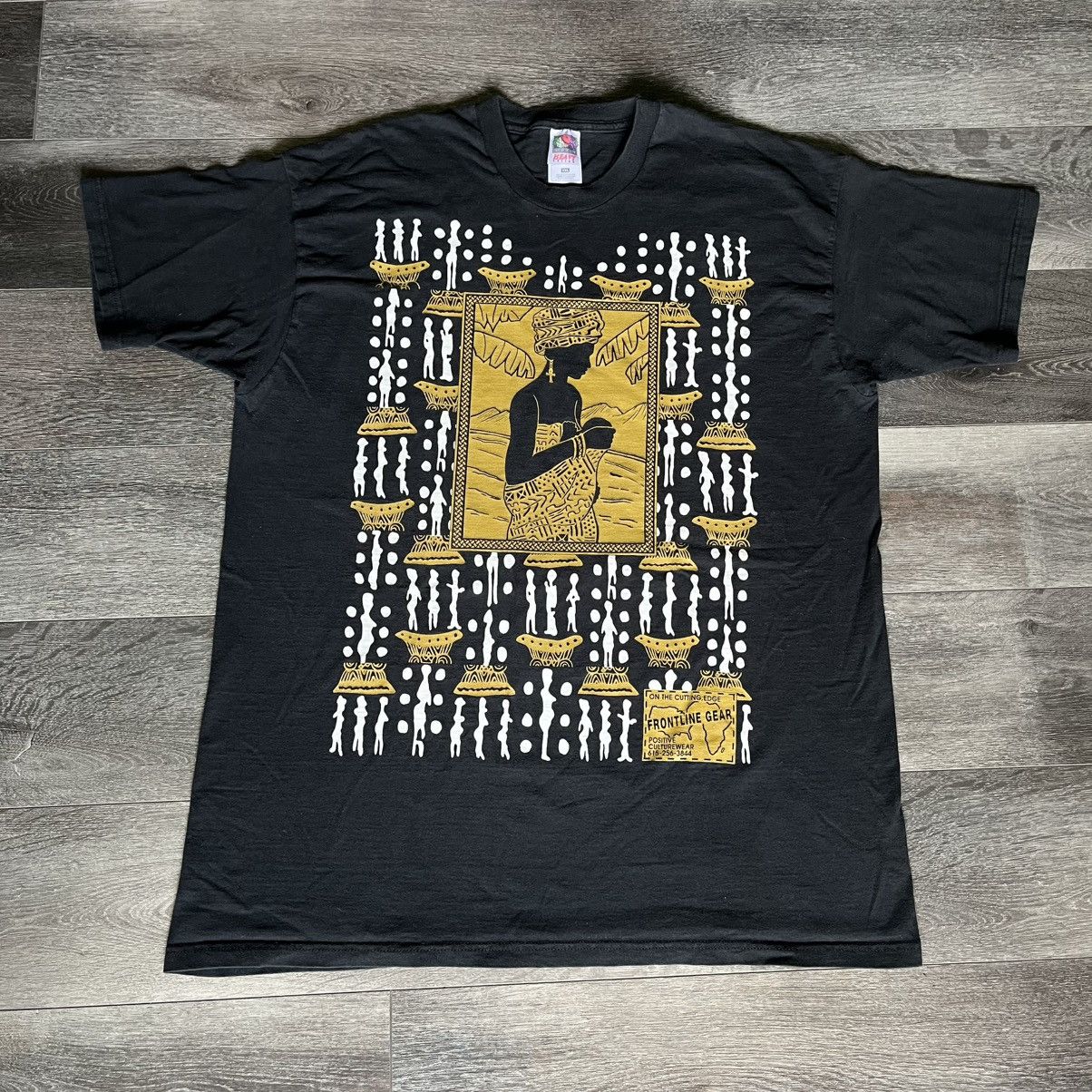 Rap Tees × Vintage Vintage 1990s Frontline Gear African Woman Black History Tee Size US XXL / EU 58 / 5 - 3 Thumbnail