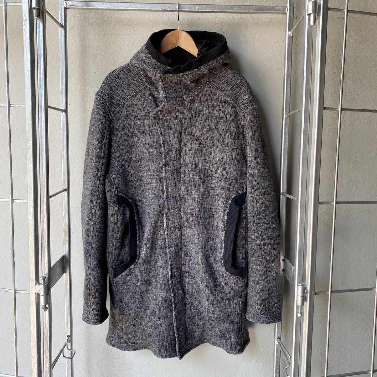 Emporio Armani EMPORIO ARMANI Grey Knit Hooded Coat Size S / US 4 / IT 40 - 14 Thumbnail