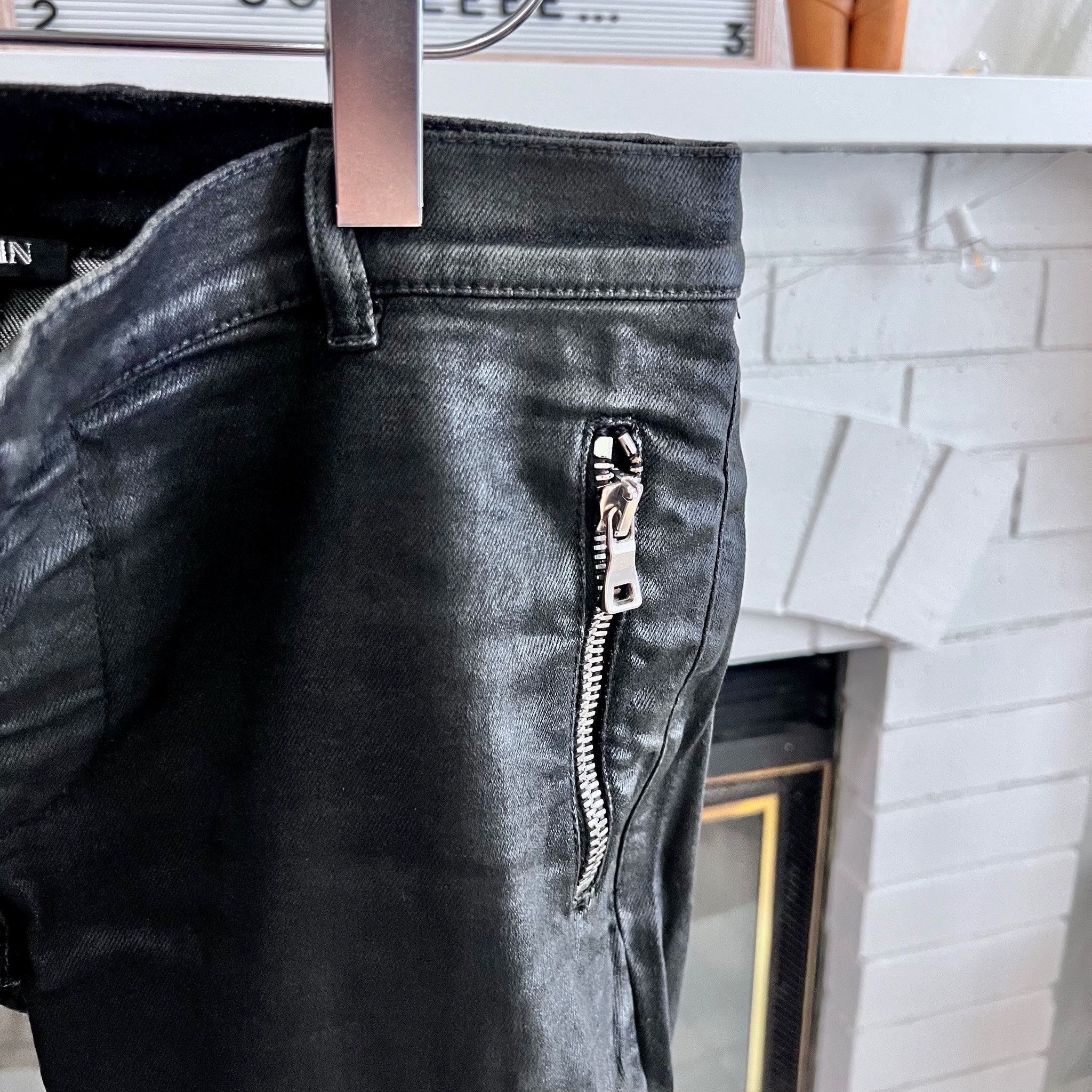 Balmain Balmain Waxed Coated Biker Moto Denim Jeans Size US 30 / EU 46 - 3 Thumbnail