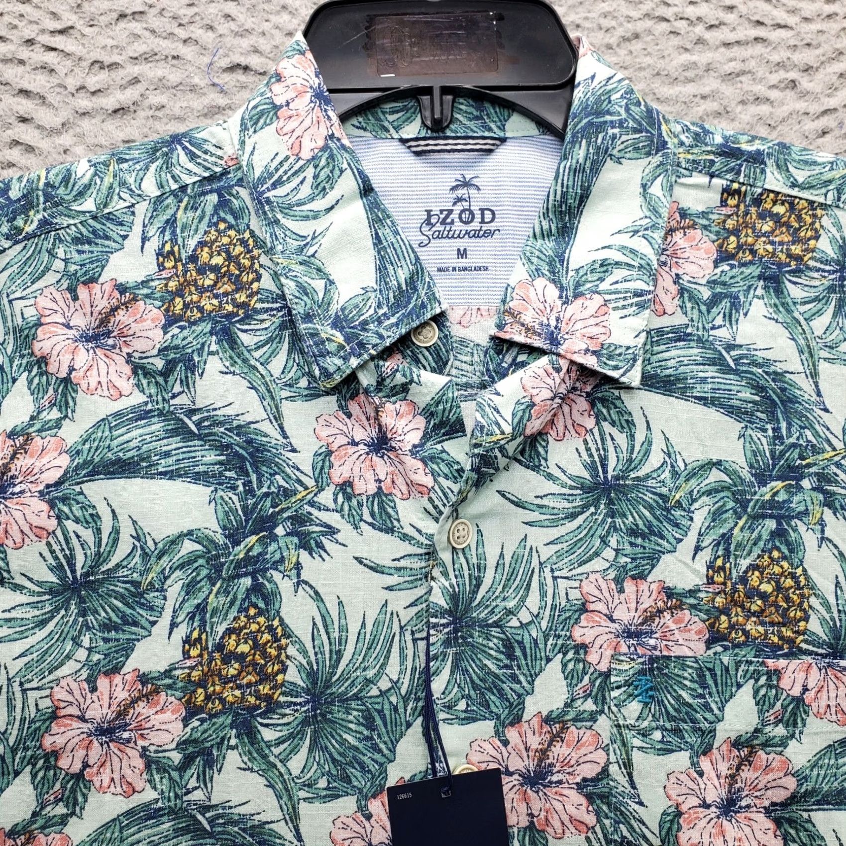 Izod IZOD Saltwater Shirt Mens M Floral Chambray Short Sleeve Button-Up Shirt Size US M / EU 48-50 / 2 - 5 Thumbnail