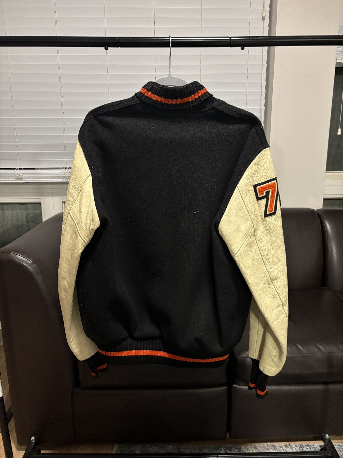 Vintage Vintage 60-70s black and orange varsity jacket w/patches Size US L / EU 52-54 / 3 - 6 Thumbnail