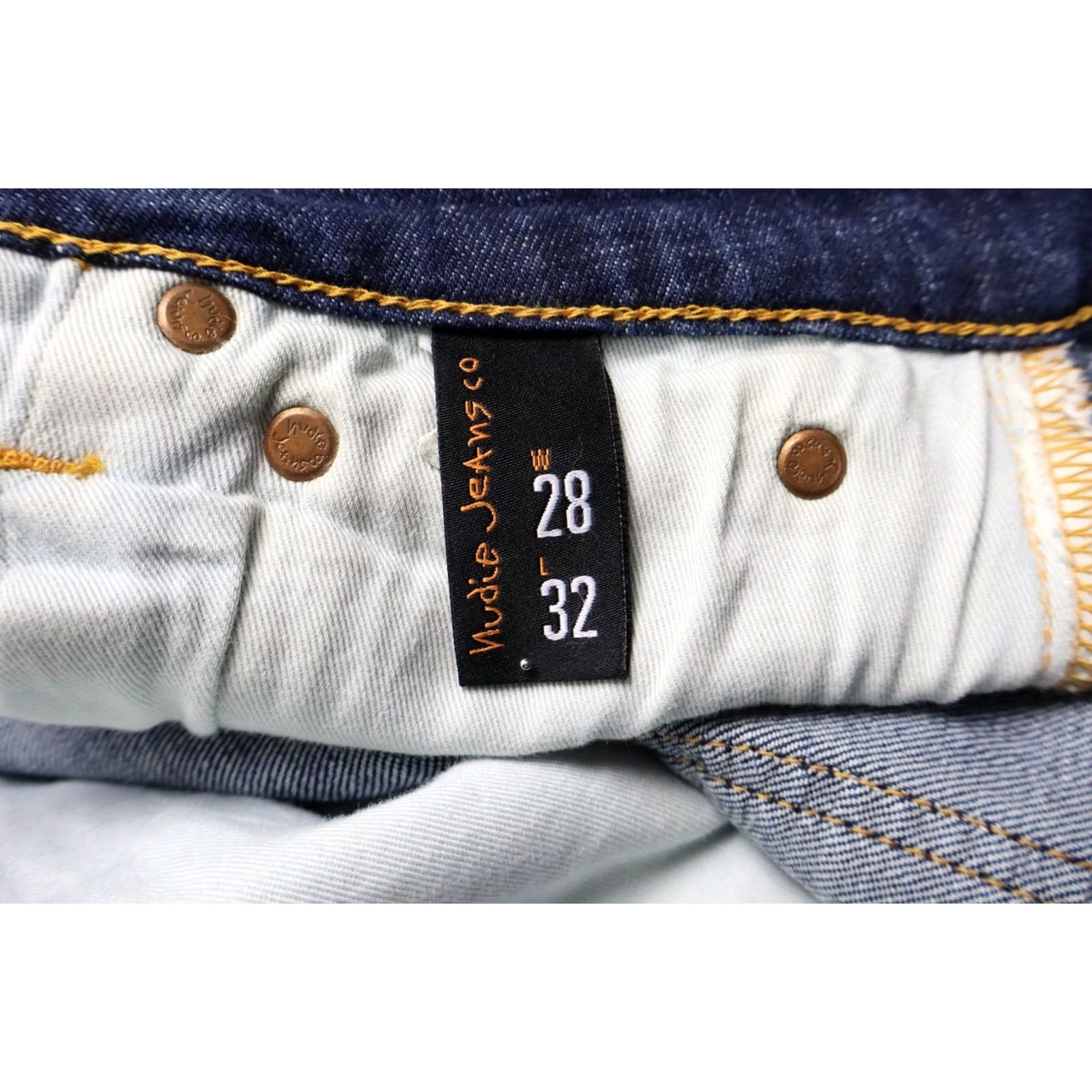 Vintage Nudie Skinny Lin Flat Love Jeans Mens W28/L32 Faded Whiskers Zip Fly Stretched Size US 28 / EU 44 - 6 Thumbnail