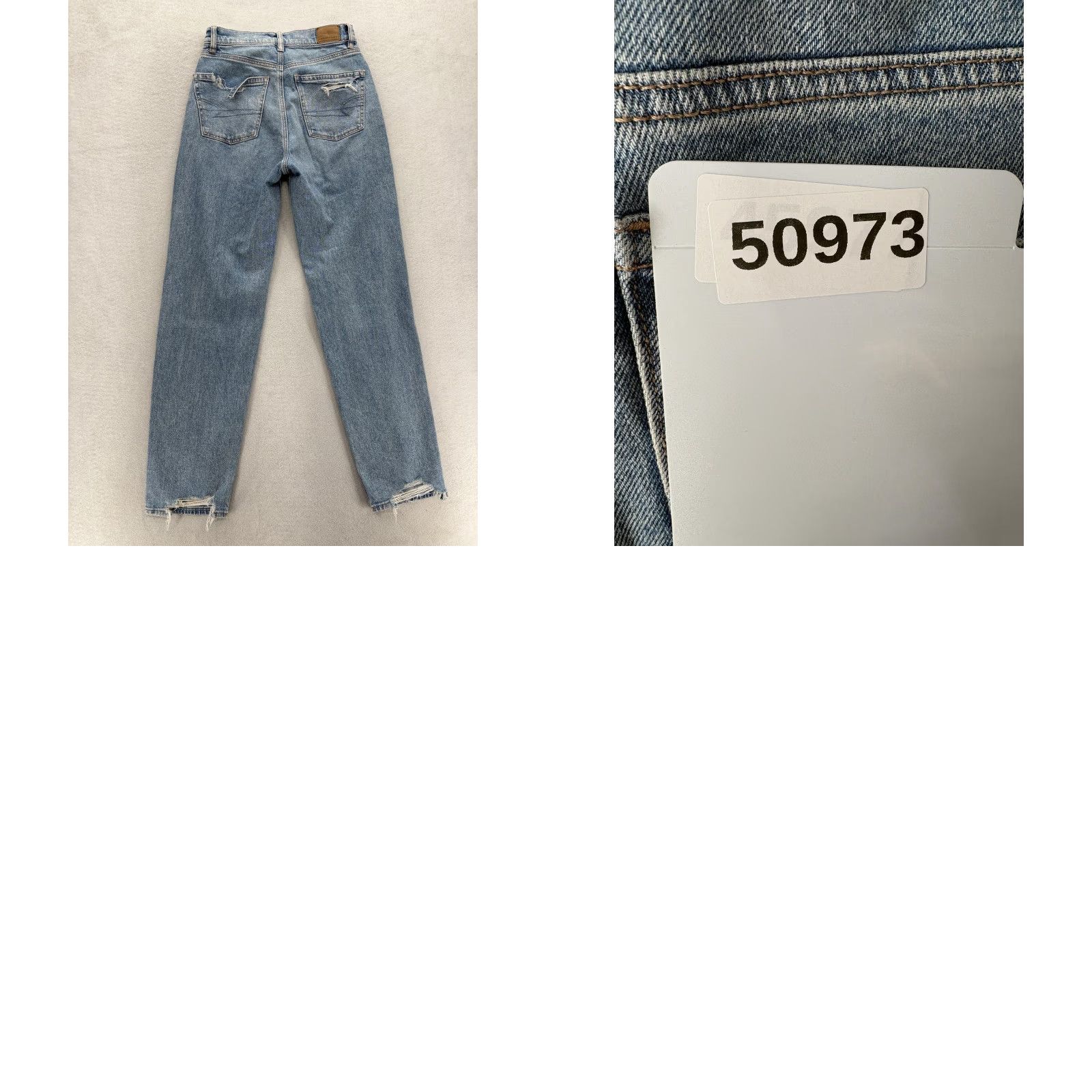 American Eagle Outfitters VINTAGE American Eagle Highest Rise Baggy Straight Jeans Womens 0 Blue Distressed Denim Size 25" / US 0 / IT 36 - 9 Thumbnail
