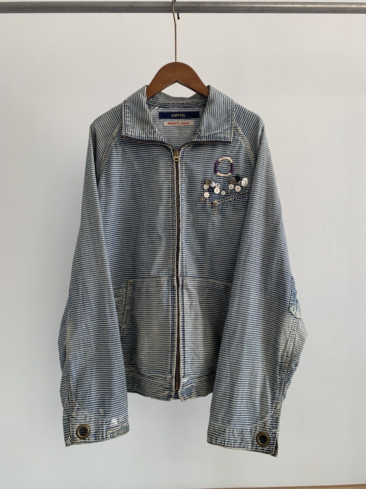 Kapital Kountry Kapital Indigo Stripe Button Patch Zip Jacket Size US M / EU 48-50 / 2 - 1 Thumbnail