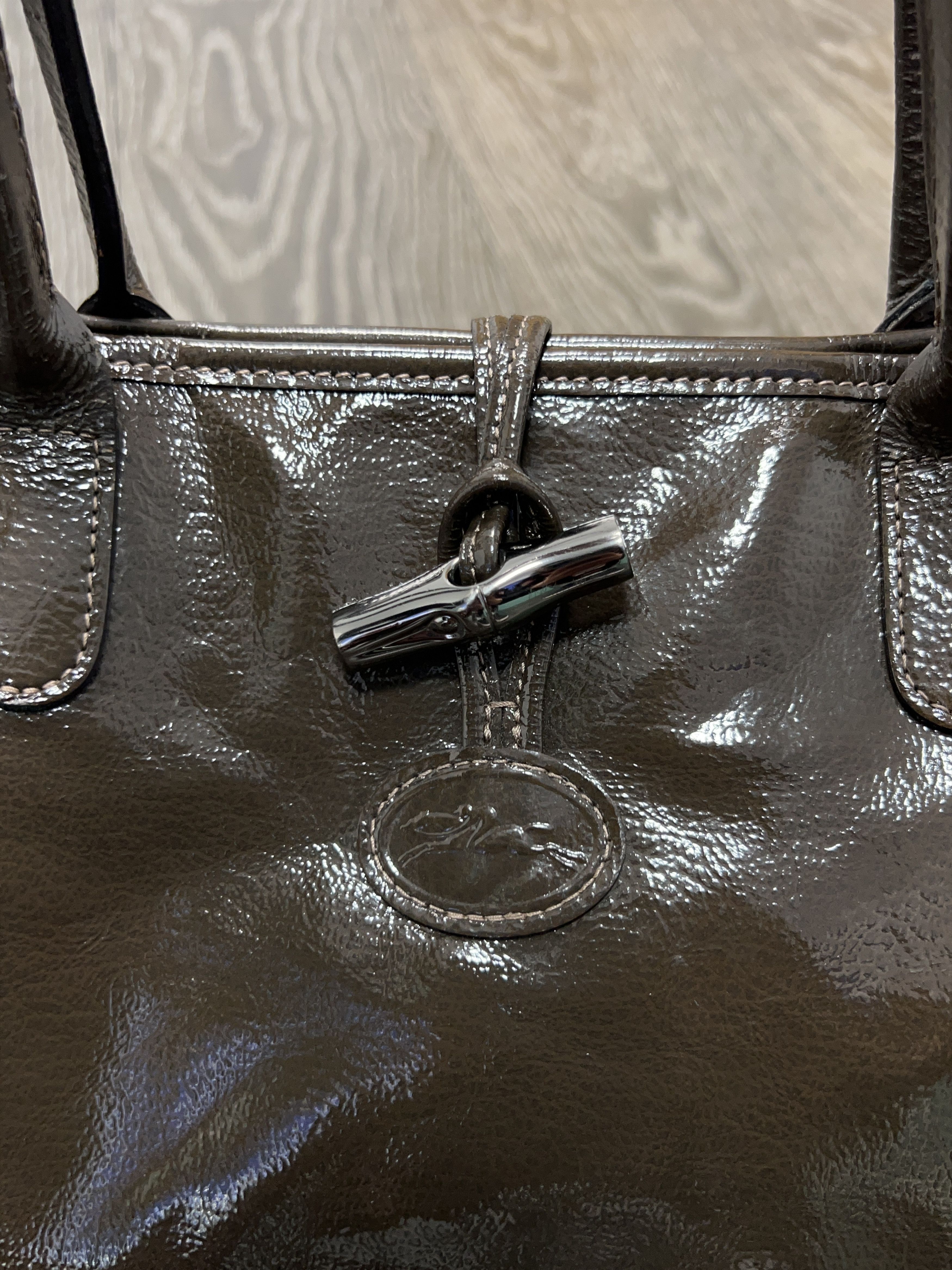 Longchamp Paris Roseau Patent Leather Tote Bag Handle Shoulder Bag Size ONE SIZE - 3 Thumbnail