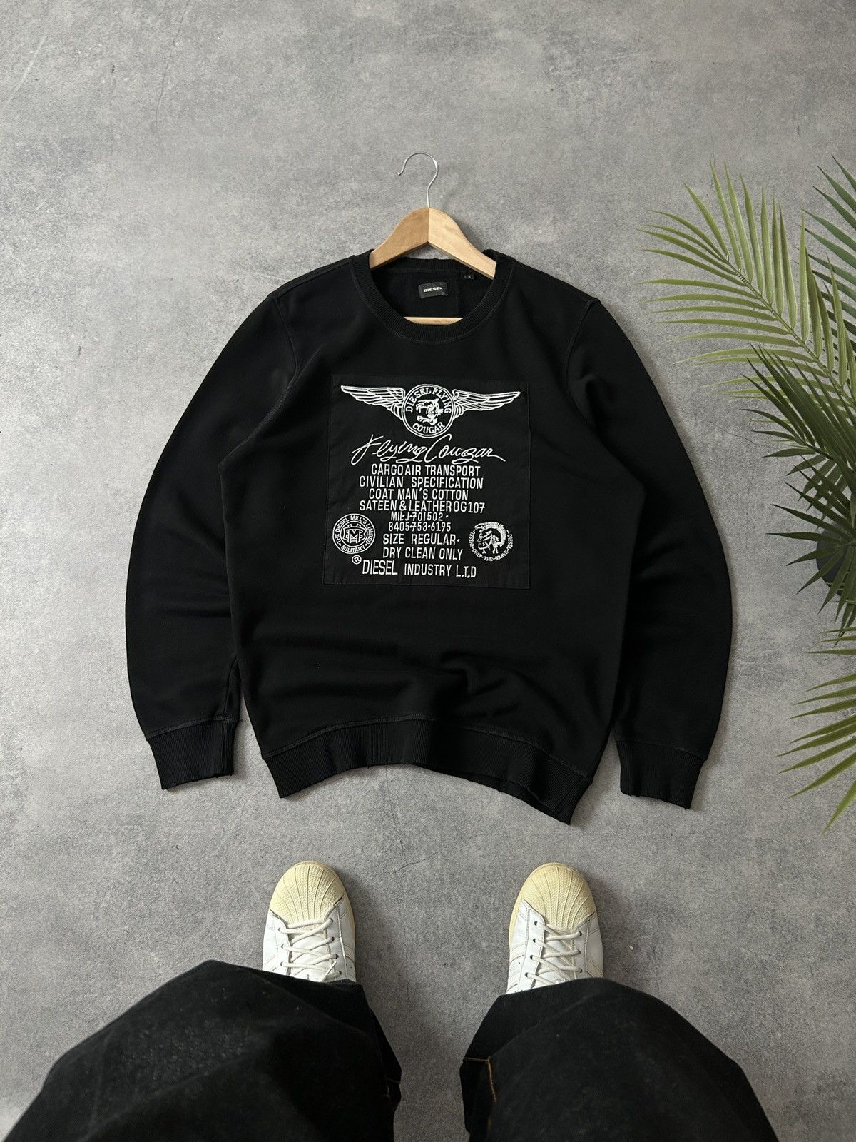 Diesel Flying Cougar distressed sweatshirt mens rare