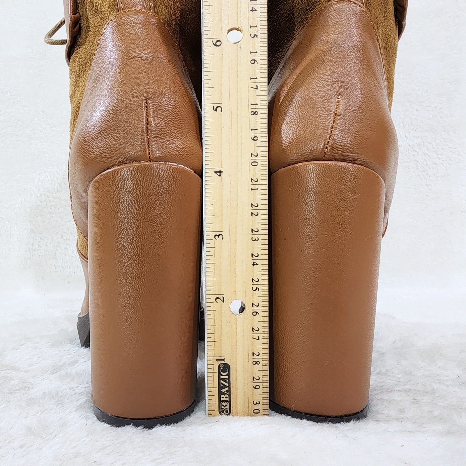 Other Park Ave Brown / Tan Faux Suede Chunky Platform High Heel An Size US 7 / EU 40 - 8 Thumbnail