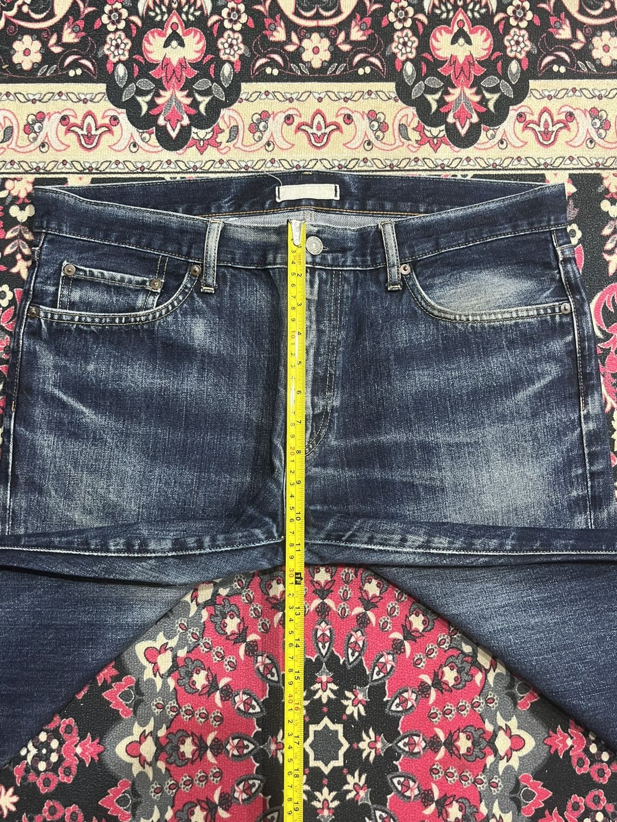 Jun Takahashi Vintage Japan Uniqlo UJ Dark Blue Whisker Faded Washed Jeans Size US 36 / EU 52 - 13 Thumbnail