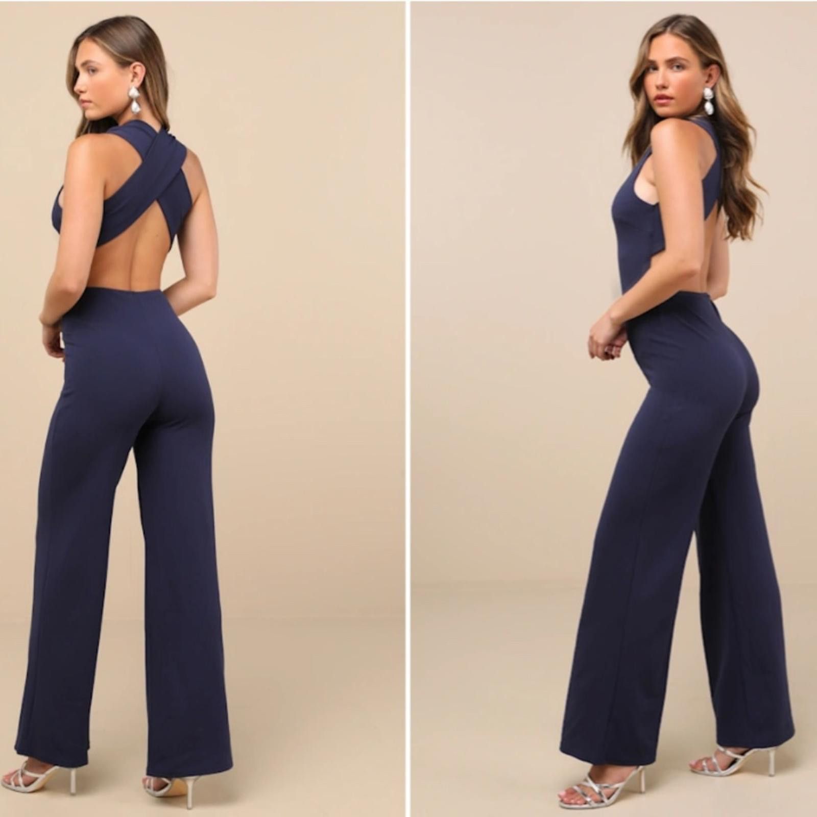 Lulus LULU's Sexy Chic Wedding Date Wide Leg Jumpsuit Size L / US 10 / IT 46 - 1 Thumbnail