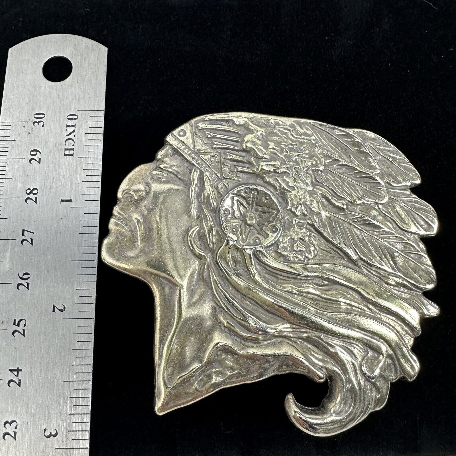 Other Chief Headdress VTG 70's Brass Belt Buckle by R J Roberts Size ONE SIZE - 6 Thumbnail