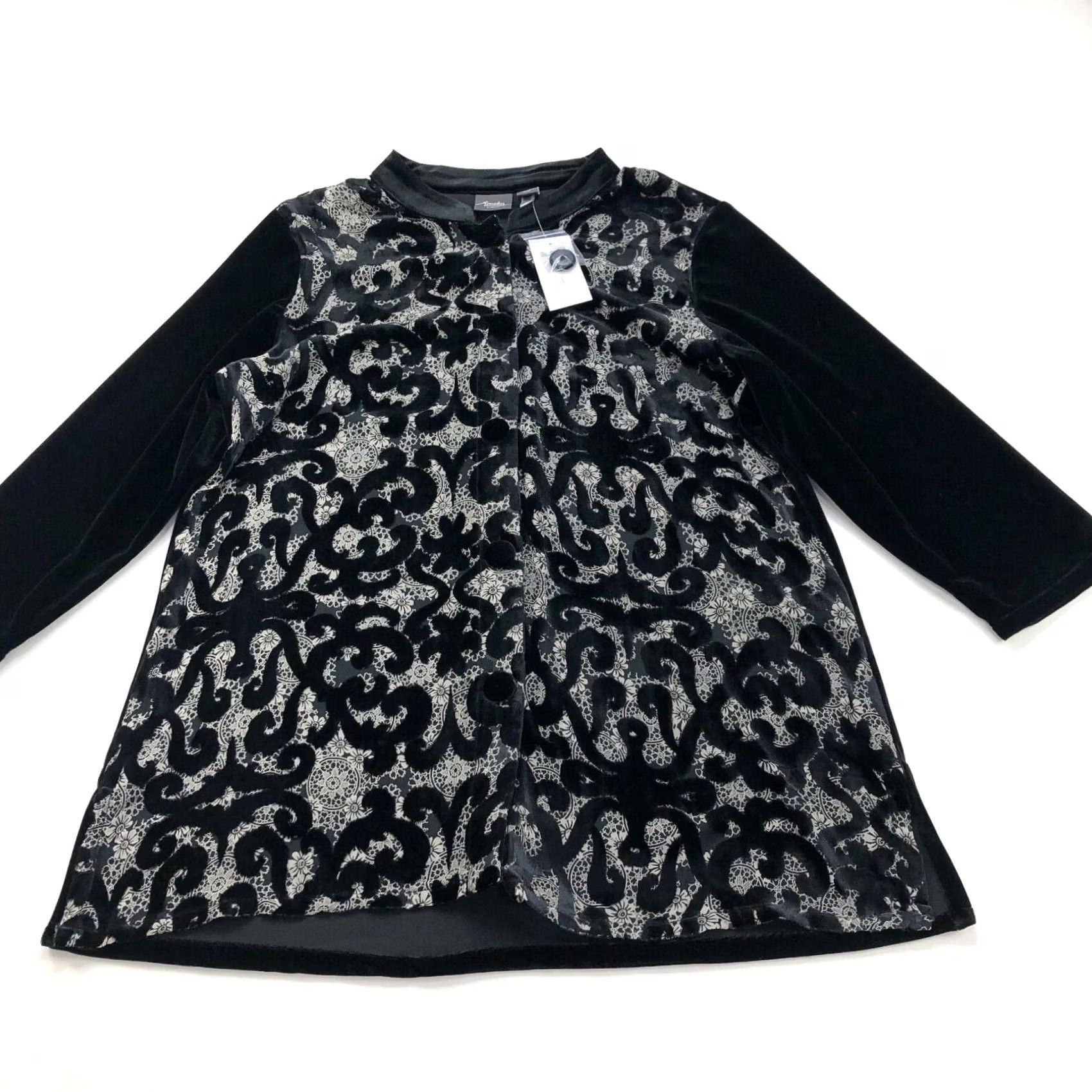 Vintage Chico's NEW Size 1 Velvet Patchwork Jacket Button Long Sleeve Shirt Shirt Womens Regular Black Geometric Button-Up 4 Seasons Casual Womens Size XS / US 0-2 / IT 36-38 - 3 Thumbnail