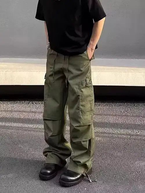 Japanese Brand × Vintage Street Style Green Paratrooper Straight Leg Cargo Pants Size US 32 / EU 48 - 1 Thumbnail