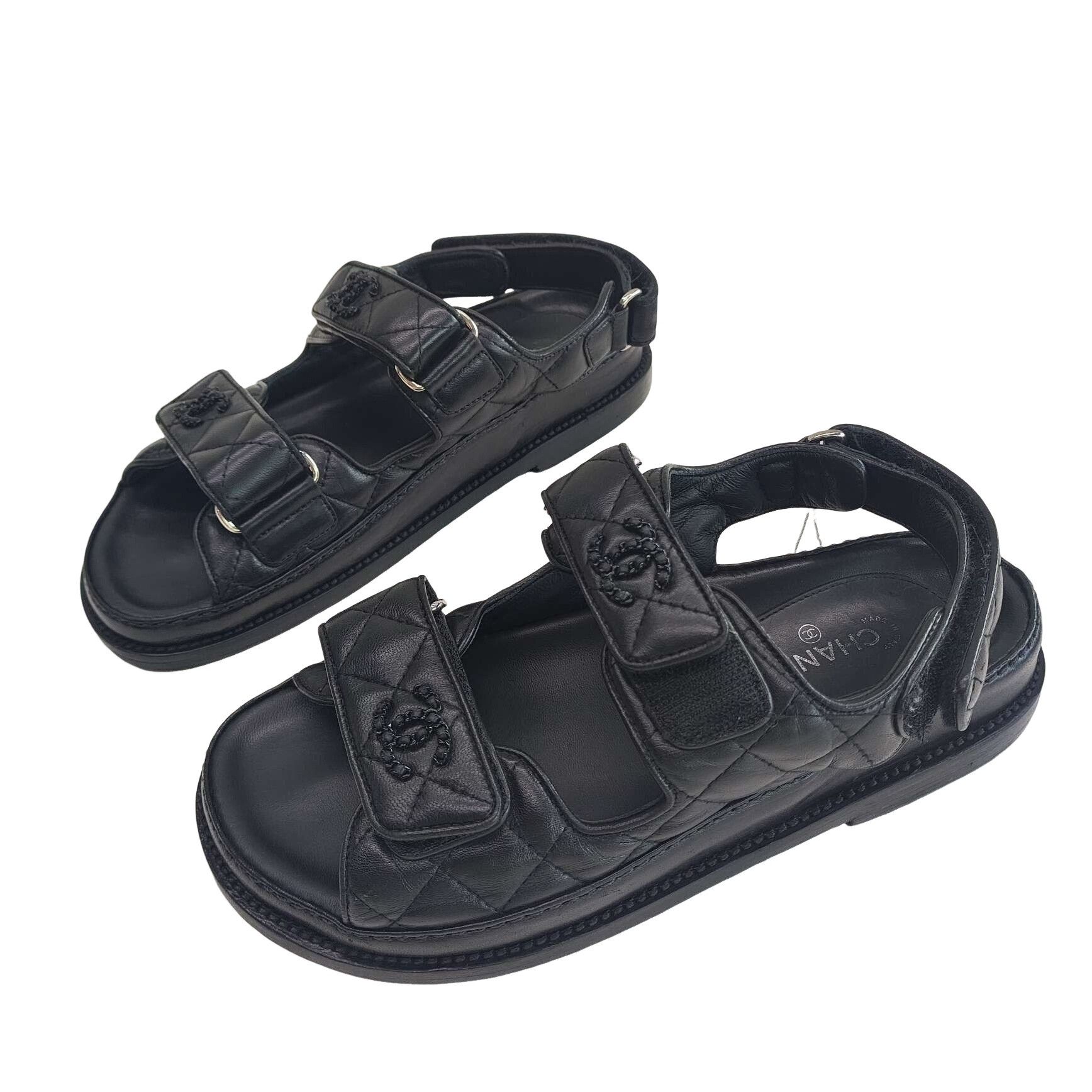 Chanel Chanel Quilted Leather Velcro Sandals Size 36 Size US 5 / IT 35 - 1 Thumbnail