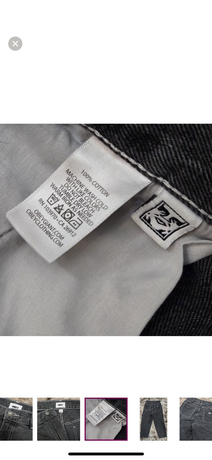 Obey Y2K OBEY Charcoal Black Wash Cargo Straight Wide Pants 30x30 Size US 30 / EU 46 - 11 Thumbnail