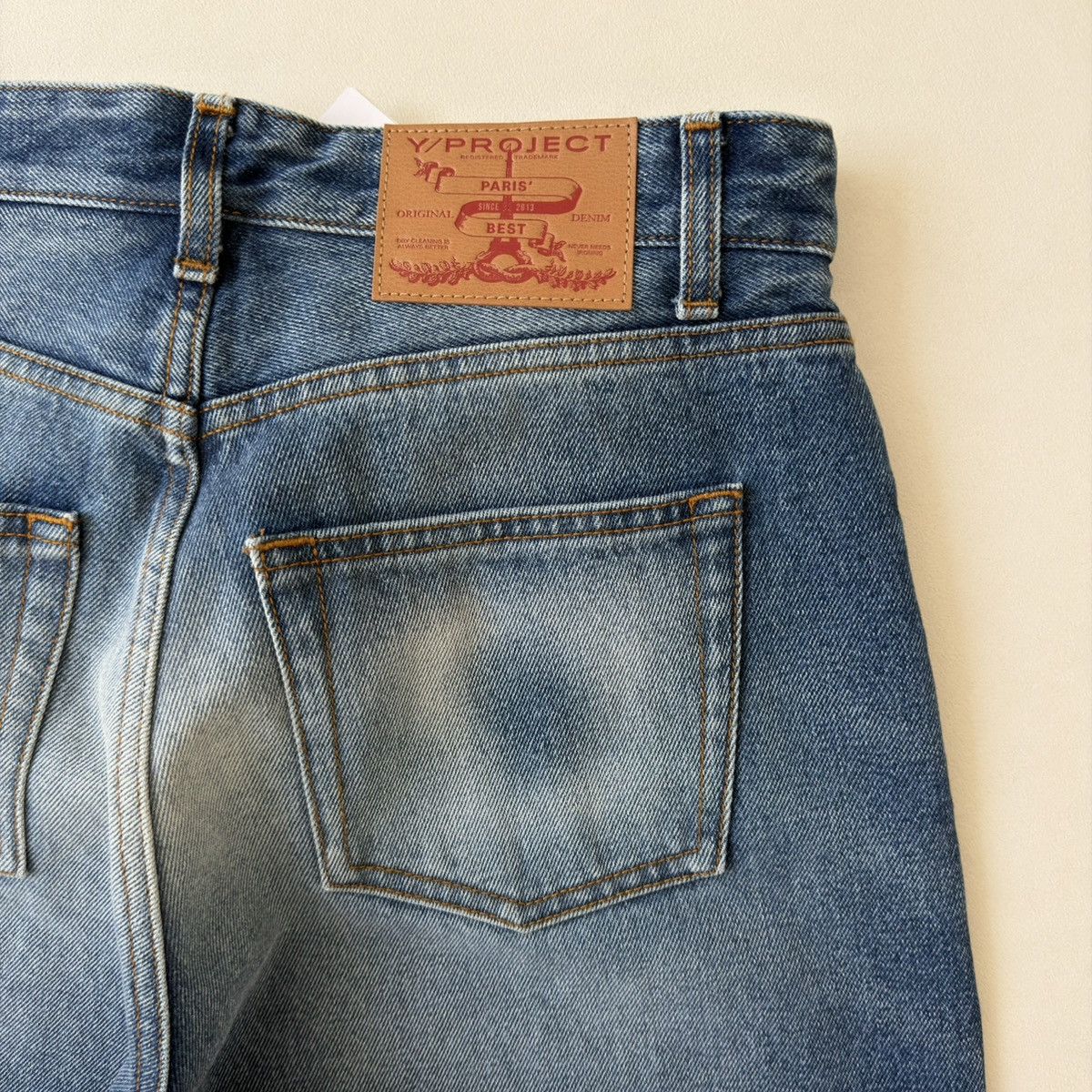 Y/Project A/W 23 ‘’Whiskers Mid Blue’ Washed Jeans Size US 32 / EU 48 - 17 Thumbnail