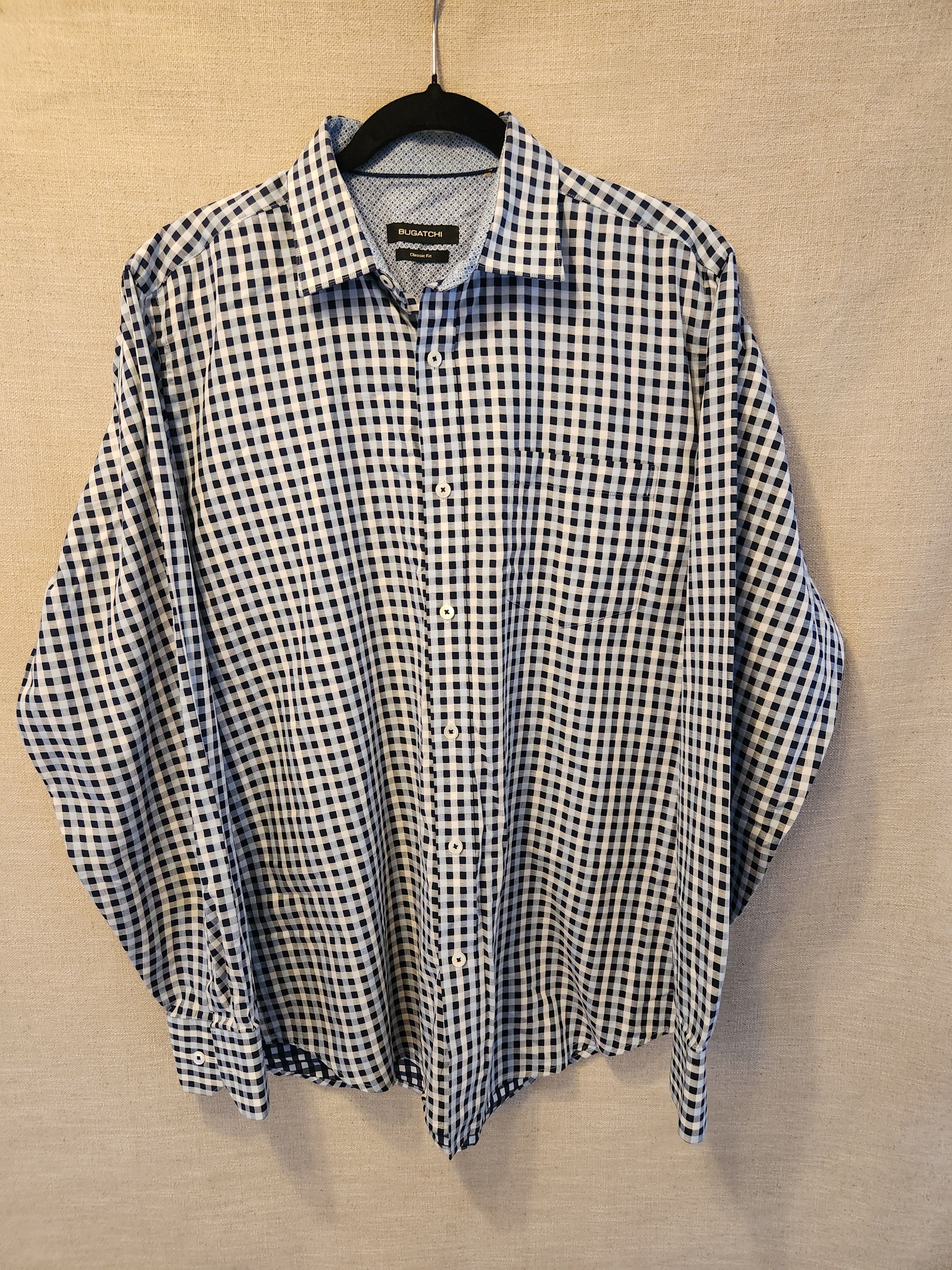 BUGATCHI Checkered Button Front Long Sleeve Shirt Size US L / EU 52-54 / 3 - 1 Thumbnail