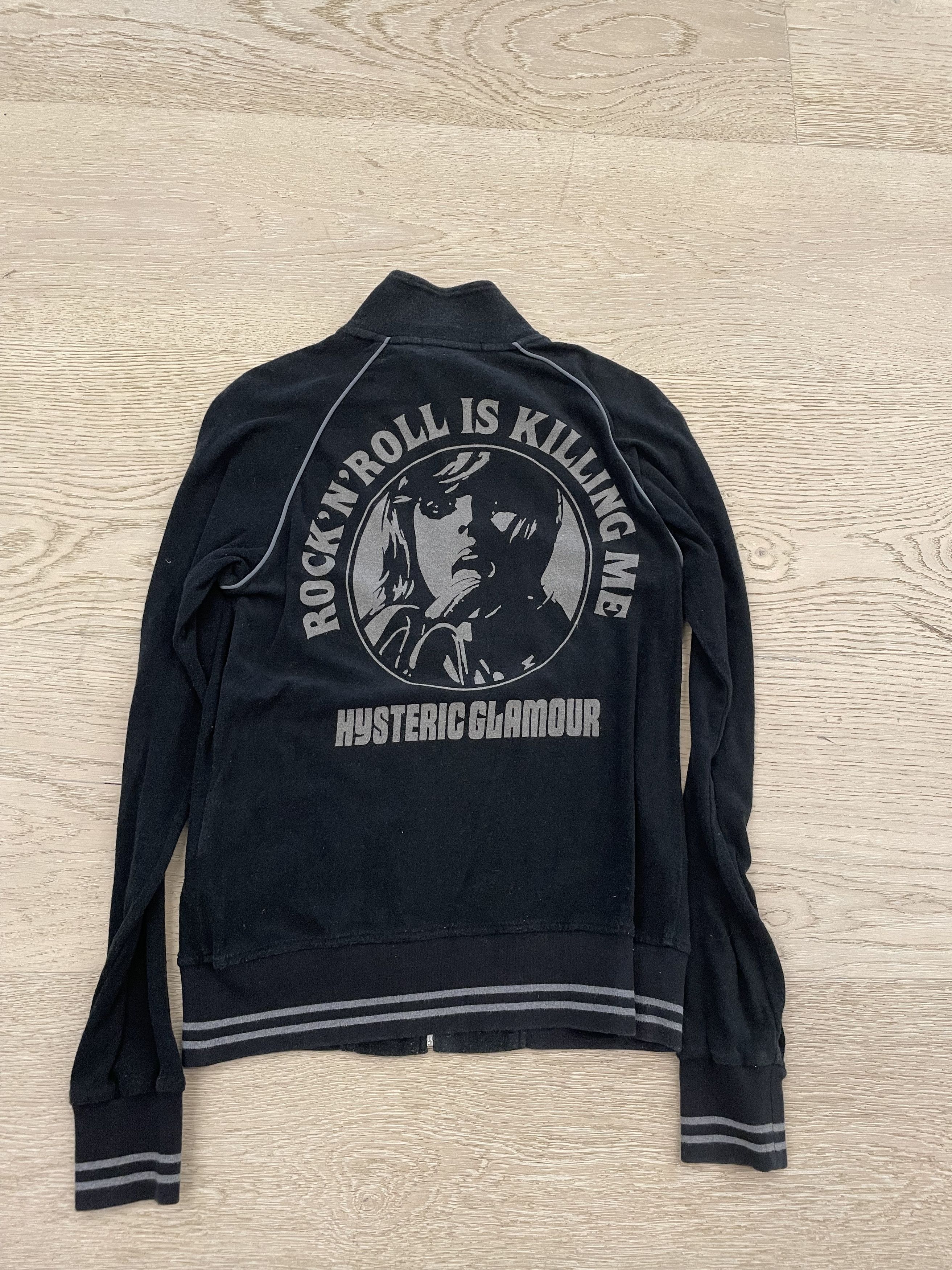 image of Hysteric Glamour Zip-Up Jacket Rock N Roll Is Killing Me in Black, Women's (Size Small)