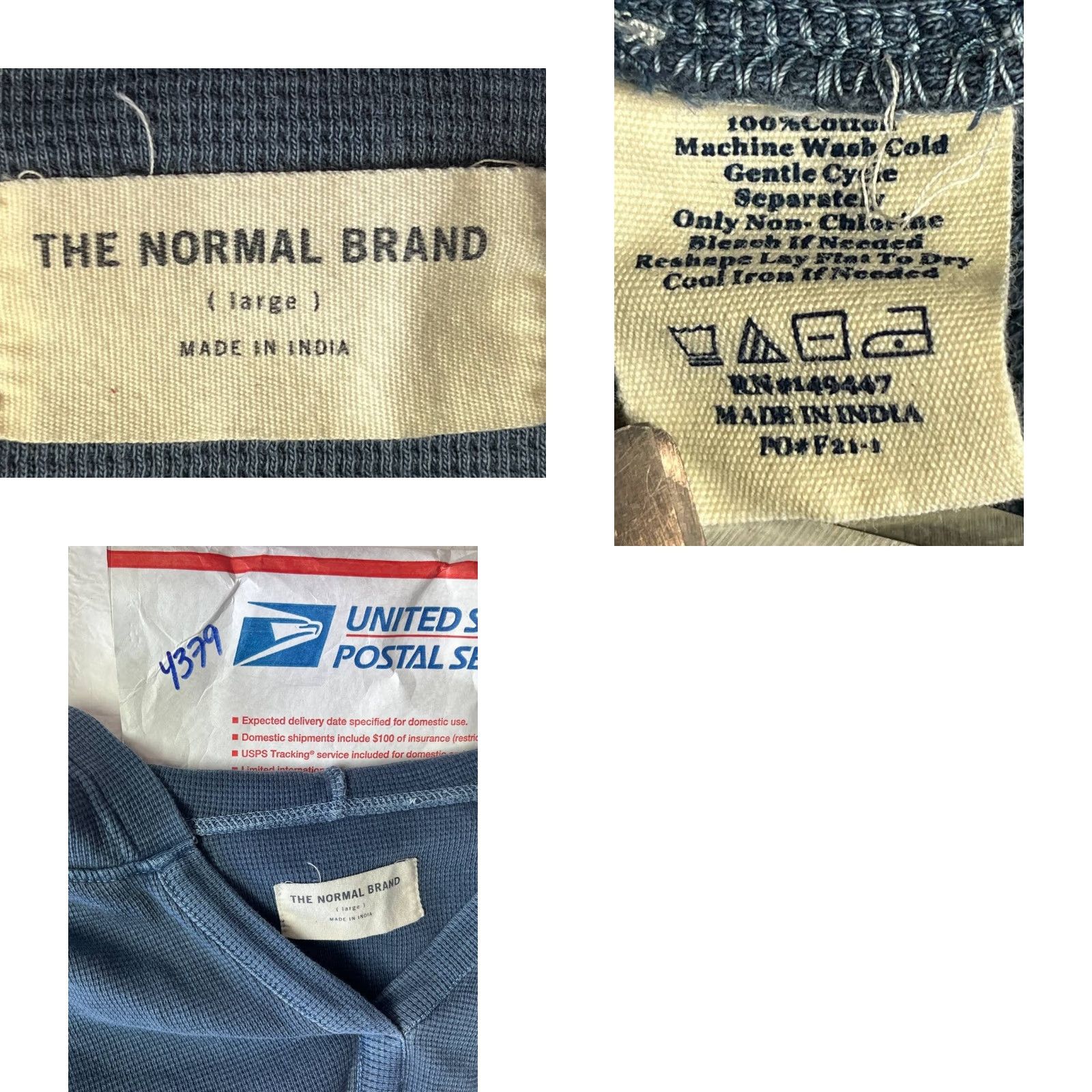 Vintage The Normal Brand Long Sleeve T-Shirt USA Blue 100% Cotton L Large Mens USA Made in USA Size US L / EU 52-54 / 3 - 8 Thumbnail