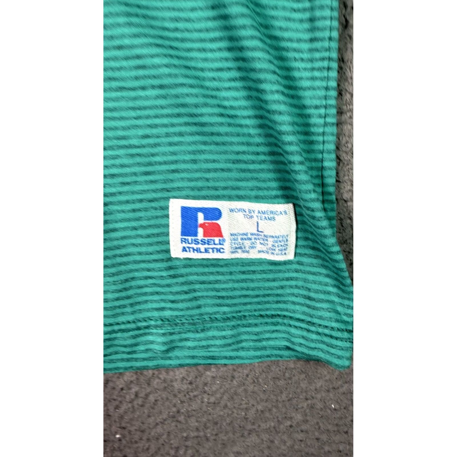 Russell Athletic VINTAGE Russell Athletic Shirt Mens Large Striped Baseball Tee USA 90s Green Size US L / EU 52-54 / 3 - 2 Thumbnail