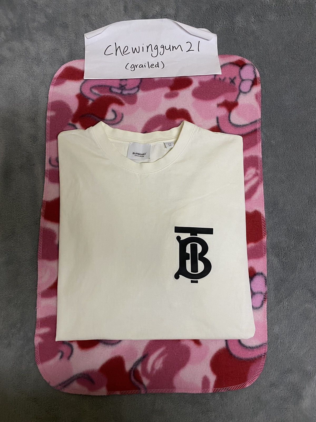 image of Burberry Signature Logo Tee in White, Men's (Size XS)