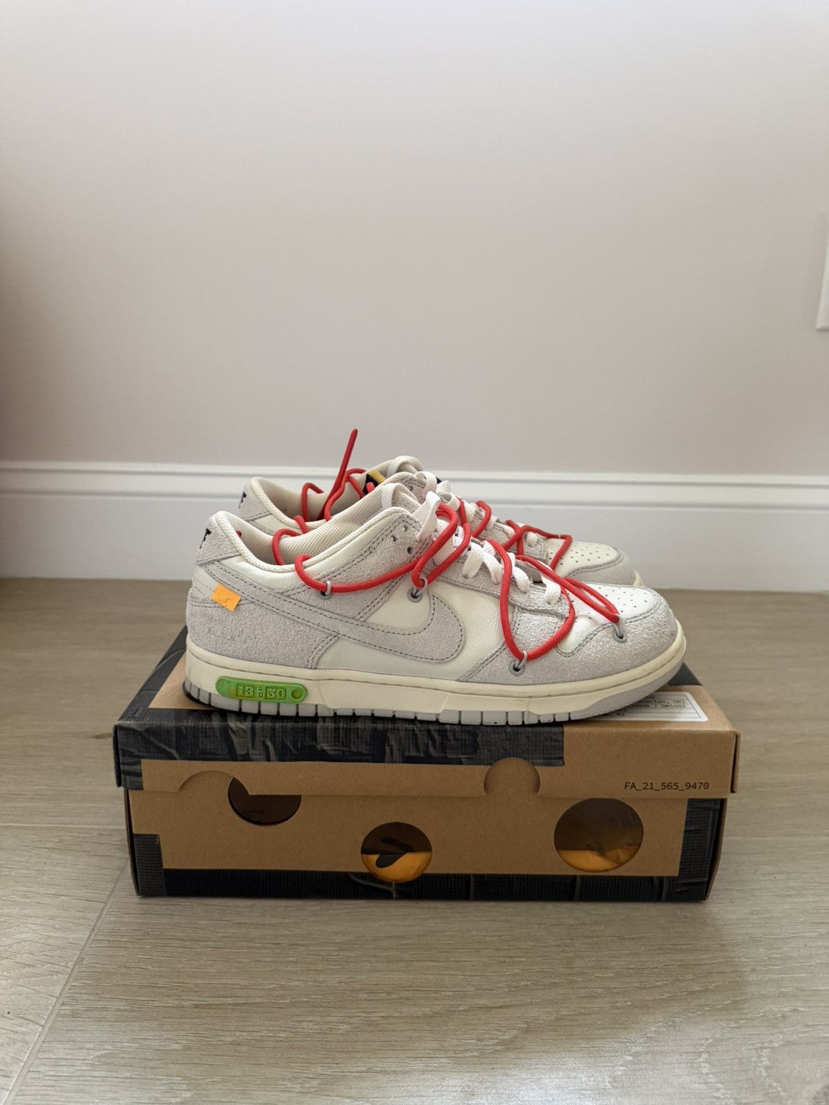 Nike × Off-White Off-White x Nike Dunk Low Lot 13 Size 9 (Box + Zip Tie) Size US 9 / EU 42 - 1 Thumbnail