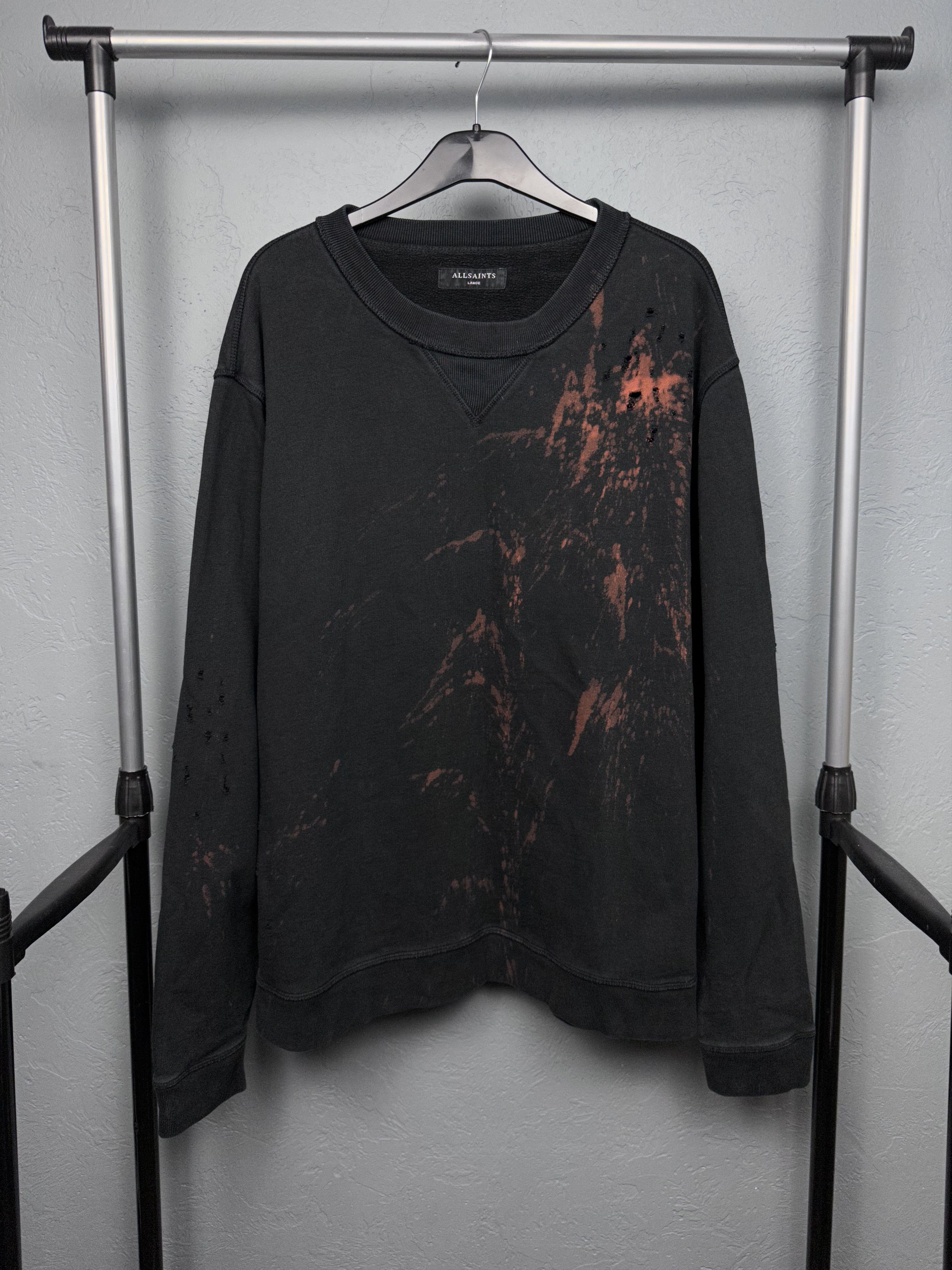 Allsaints Allsaints Mens Ictus Crew Neck Distressed Sweatshirt Size US L / EU 52-54 / 3 - 1 Thumbnail