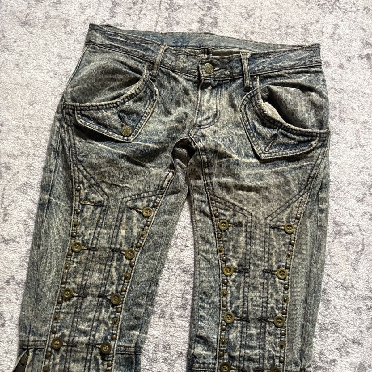 Tornado Mart Tornado Mart Buttoned Studded Flared Denim Jeans Blue | S Size US 30 / EU 46 - 5 Thumbnail
