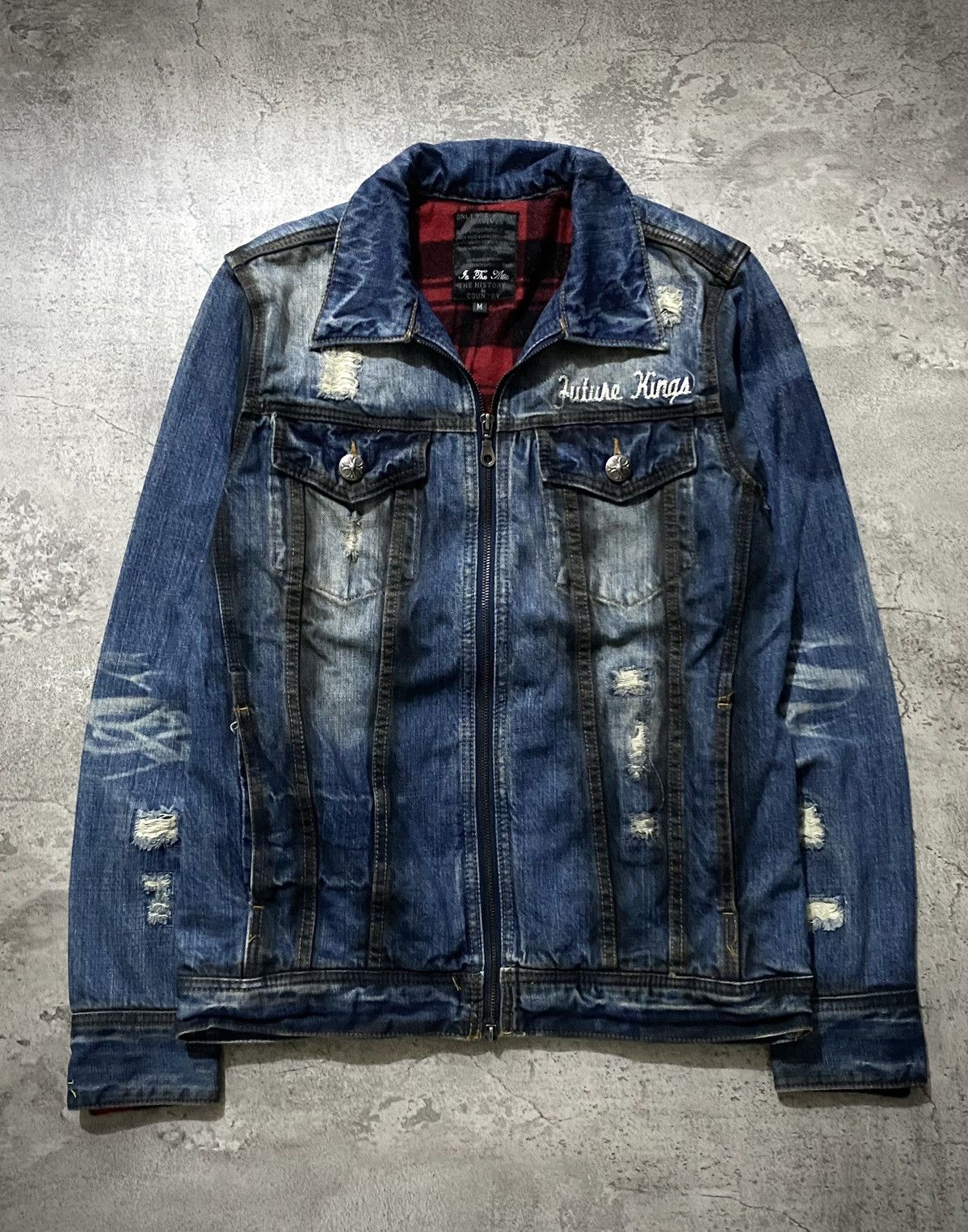 In The Attic In The Attic Coated Grunge Poem Distressed Denim Jacket Size US M / EU 48-50 / 2 - 1 Thumbnail