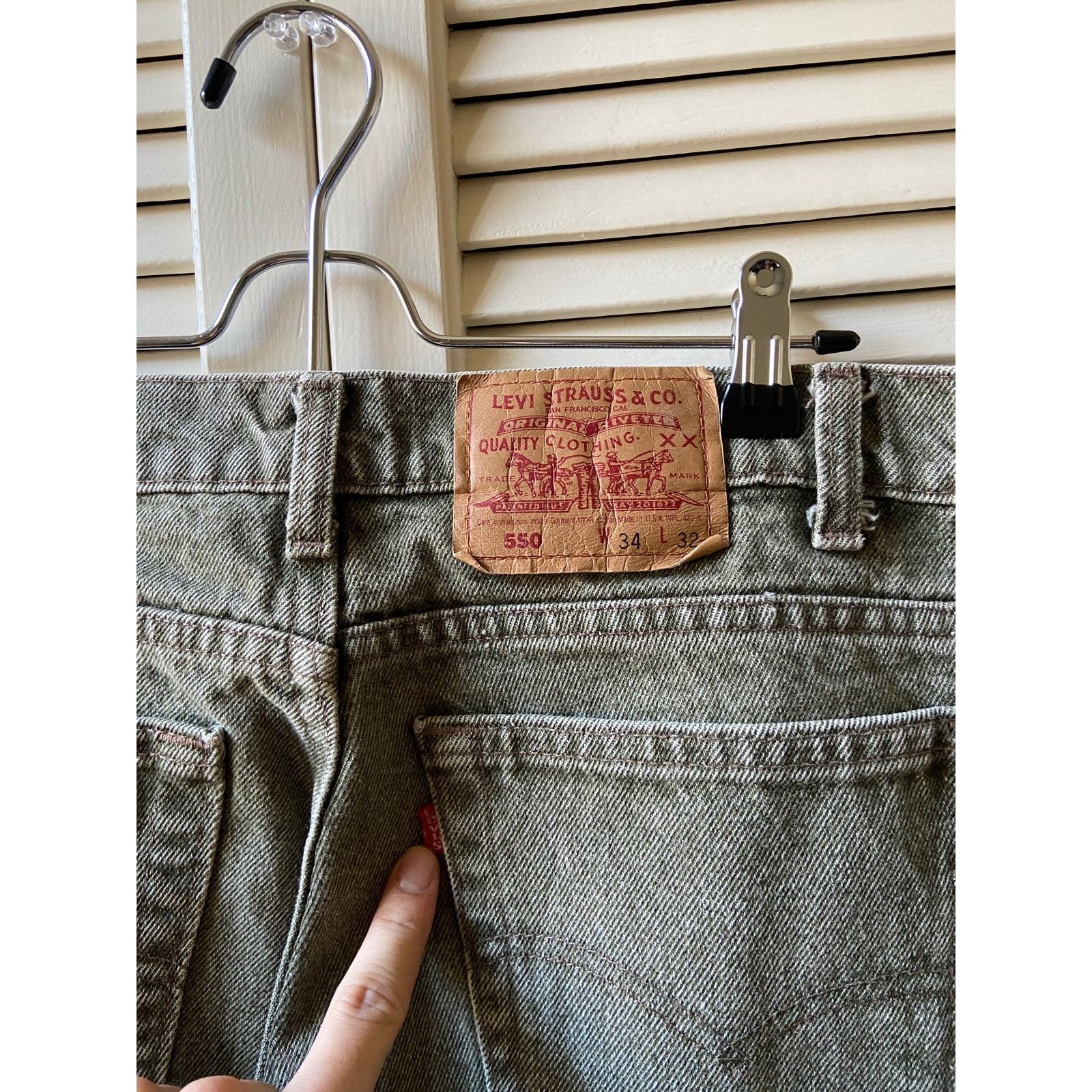 Levi's × Vintage Vintage Levi’s 550 Made in USA Green Denim Jeans Pants 34 Size US 34 / EU 50 - 2 Thumbnail
