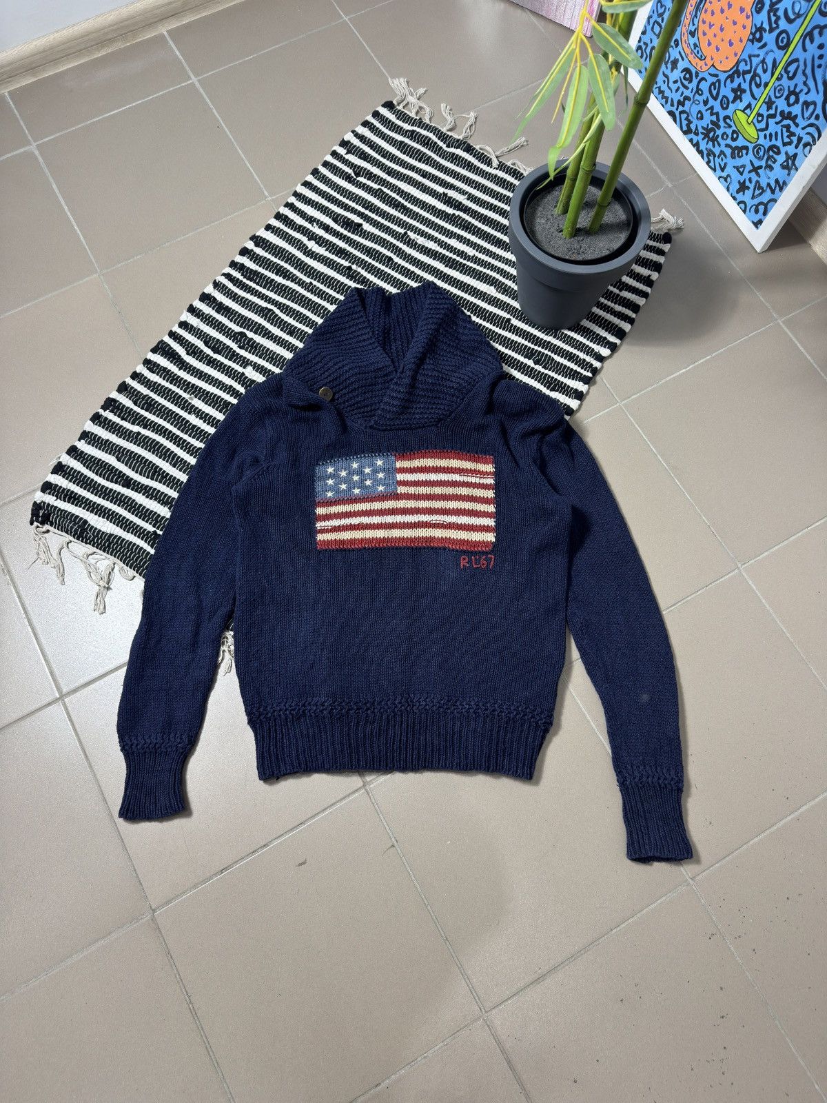 Polo Ralph Lauren VINTAGE POLO RALPH LAUREN FLAG AMERICAN KNITTED SWEATER Size US S / EU 44-46 / 1 - 1 Thumbnail