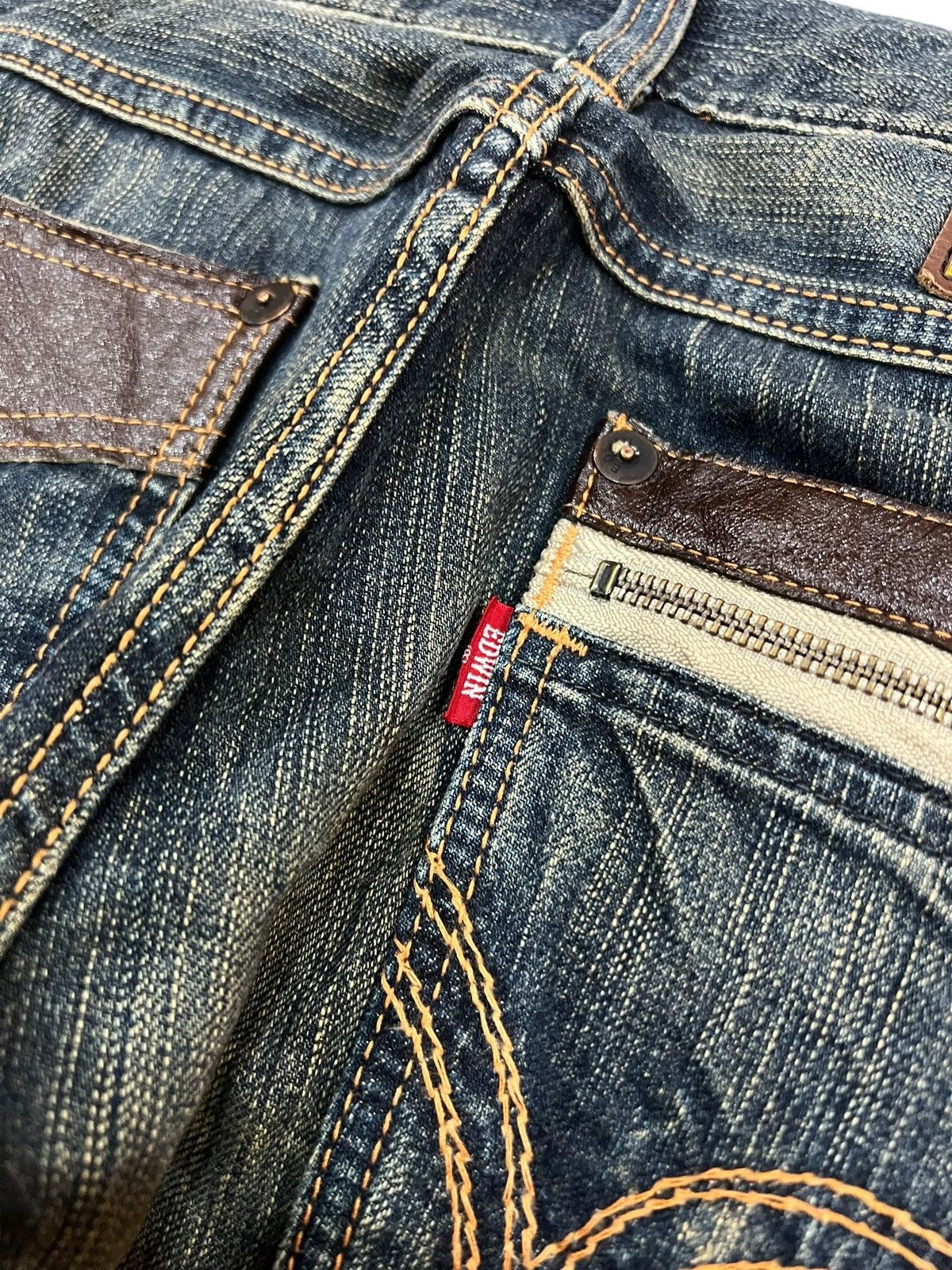 Edwin 💥Flare💥Vintage Edwin 503 Blue Trip Claw Denim Jean Size US 32 / EU 48 - 20 Thumbnail