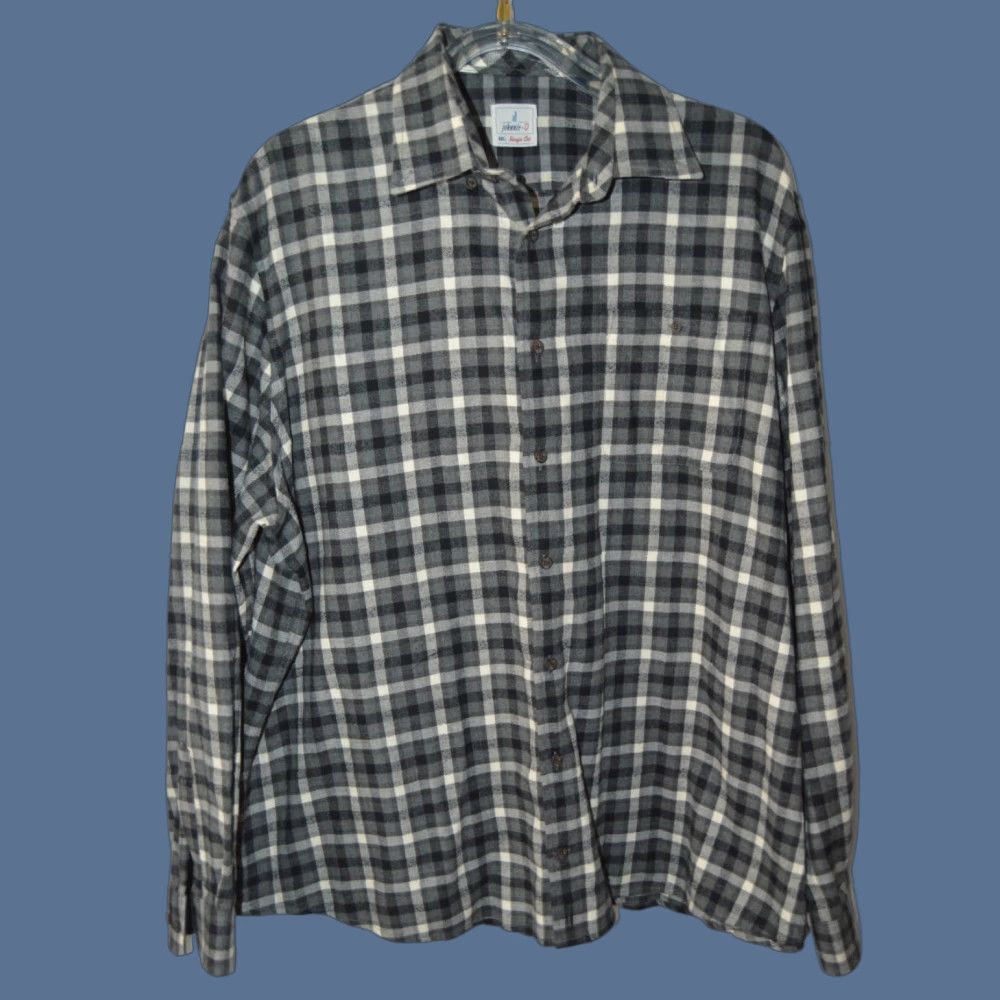 johnnie-O Johnnie O Hangin Out Shirt Mens 2XL Grey Plaid Flannel Button Down Long Sleeve Size US XXL / EU 58 / 5 - 1 Thumbnail