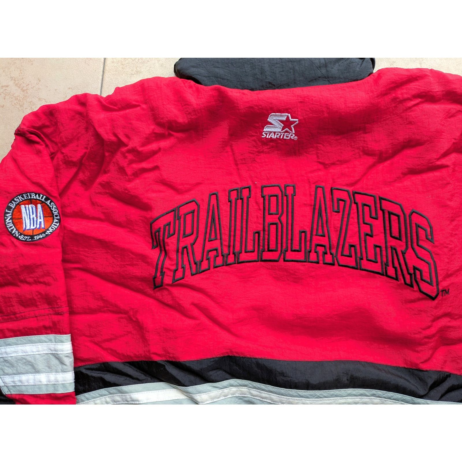 NBA × Starter Portland Blazers 90s STARTER puffer Pullover blk red vintage Size US L / EU 52-54 / 3 - 3 Thumbnail
