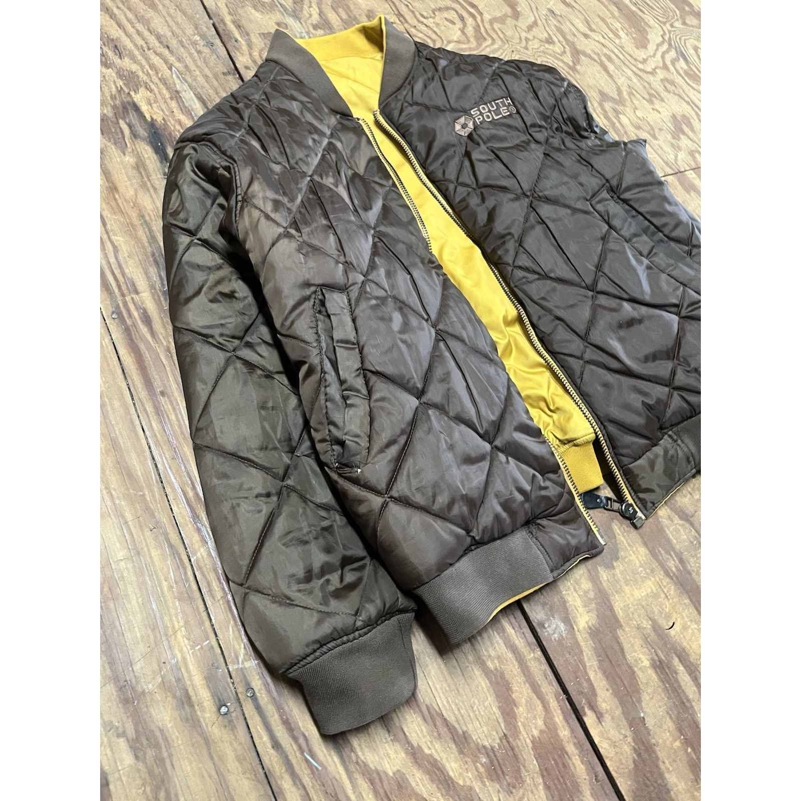 Southpole VTG Southpole Reversible Bomber /Puffer Jacket Brown/ Yellow Size US XXL / EU 58 / 5 - 3 Thumbnail