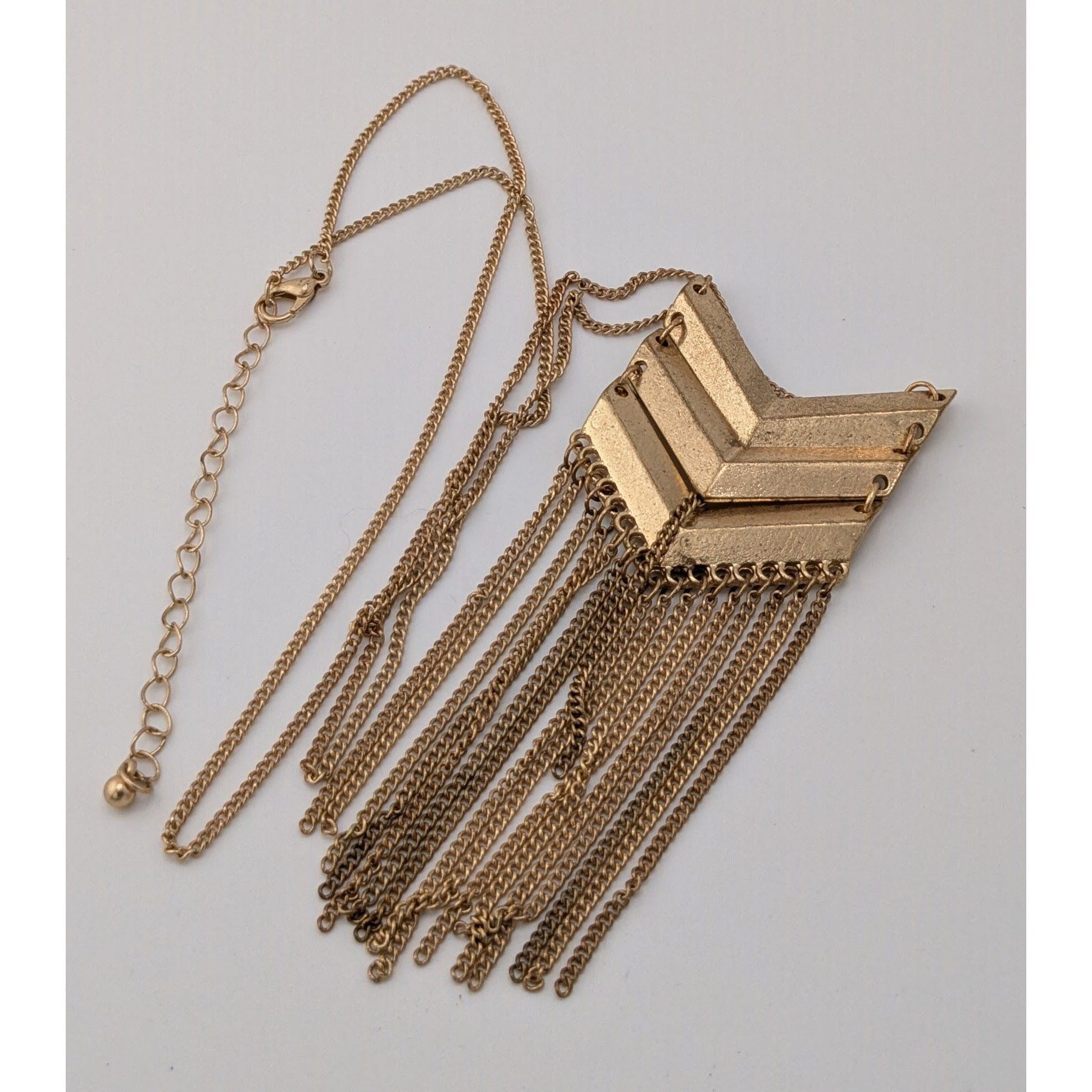 Other Chevron Gold-Tone Long Necklace With Fringe Size ONE SIZE - 6 Thumbnail