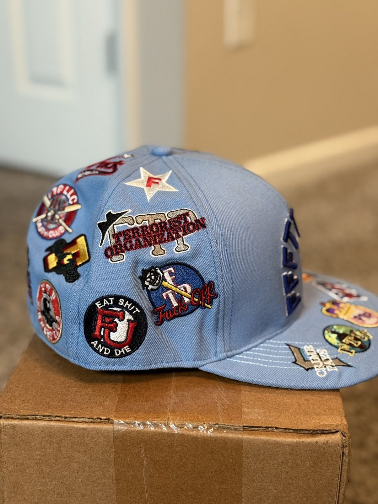 Fuck The Population FTP LEAGUE FITTED HAT BLUE 7 1/2 Size ONE SIZE - 4 Thumbnail