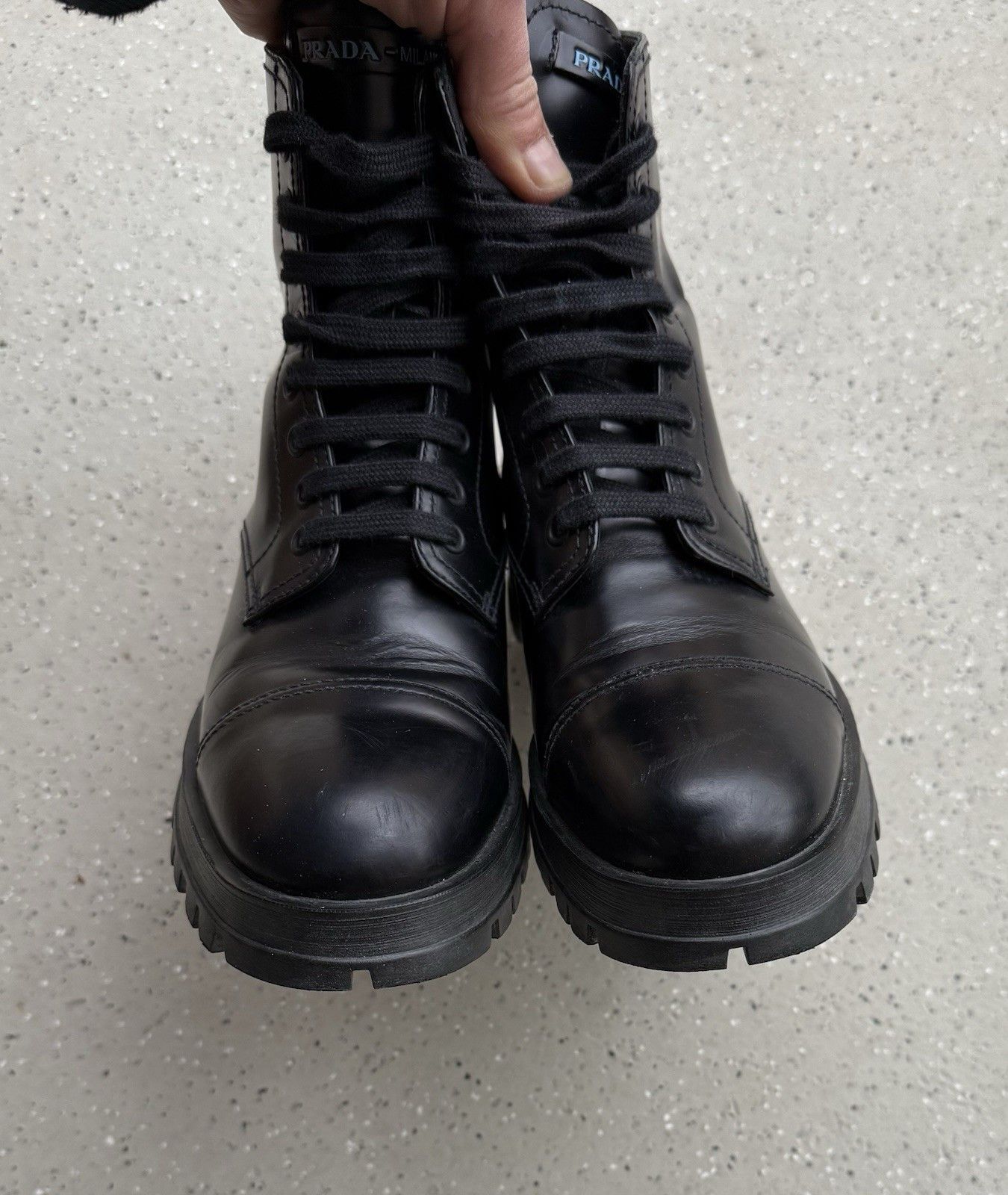 Prada DDP Prada Spazzolato Womens Combat Ankle Boots Black Size 36 Size US 6 / IT 36 - 16 Thumbnail