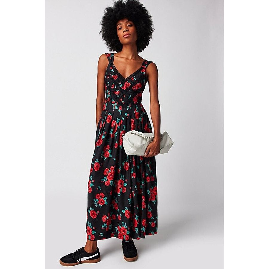 New Free People Lovers Heart Midi Dress $168 MEDIUM Floral