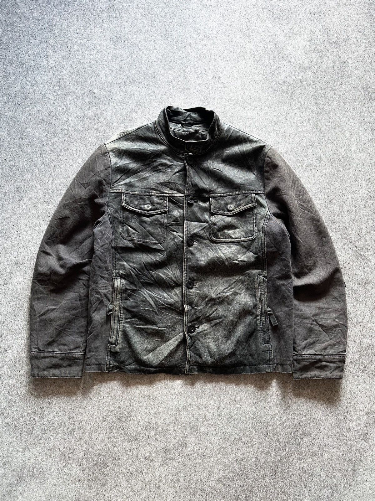 Giorgio Armani 2000s Armani Jeans Leather Mix Canvas Bomber Jacket Size US L / EU 52-54 / 3 - 1 Thumbnail