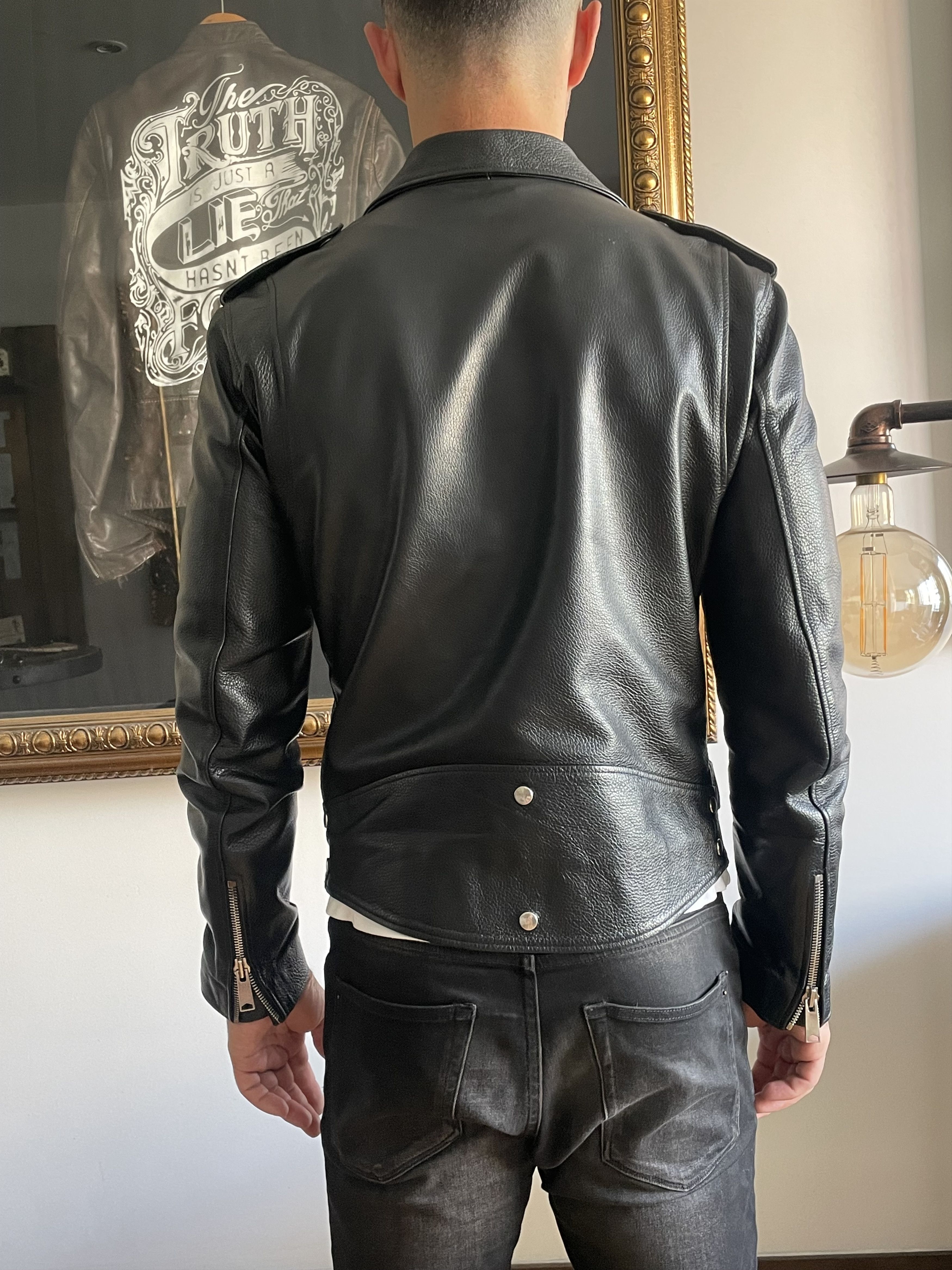 Sandro Sandro Leather Biker Jacket with Fur Collar Schott Varvatos Size US M / EU 48-50 / 2 - 7 Thumbnail