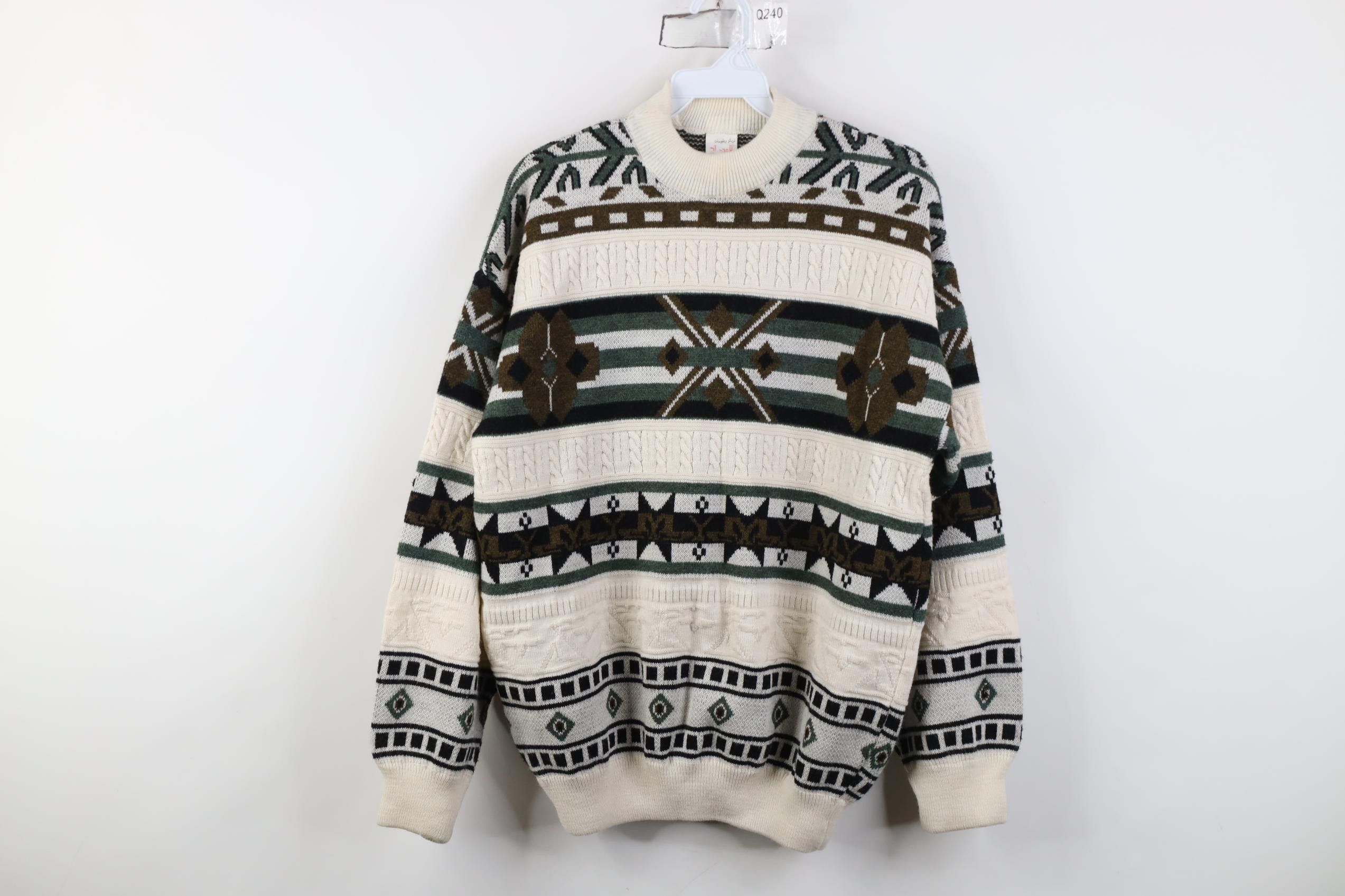 Vintage Vintage 90s Coogi Style Geometric Knit Mock Neck Sweater Size M / US 6-8 / IT 42-44 - 1 Thumbnail