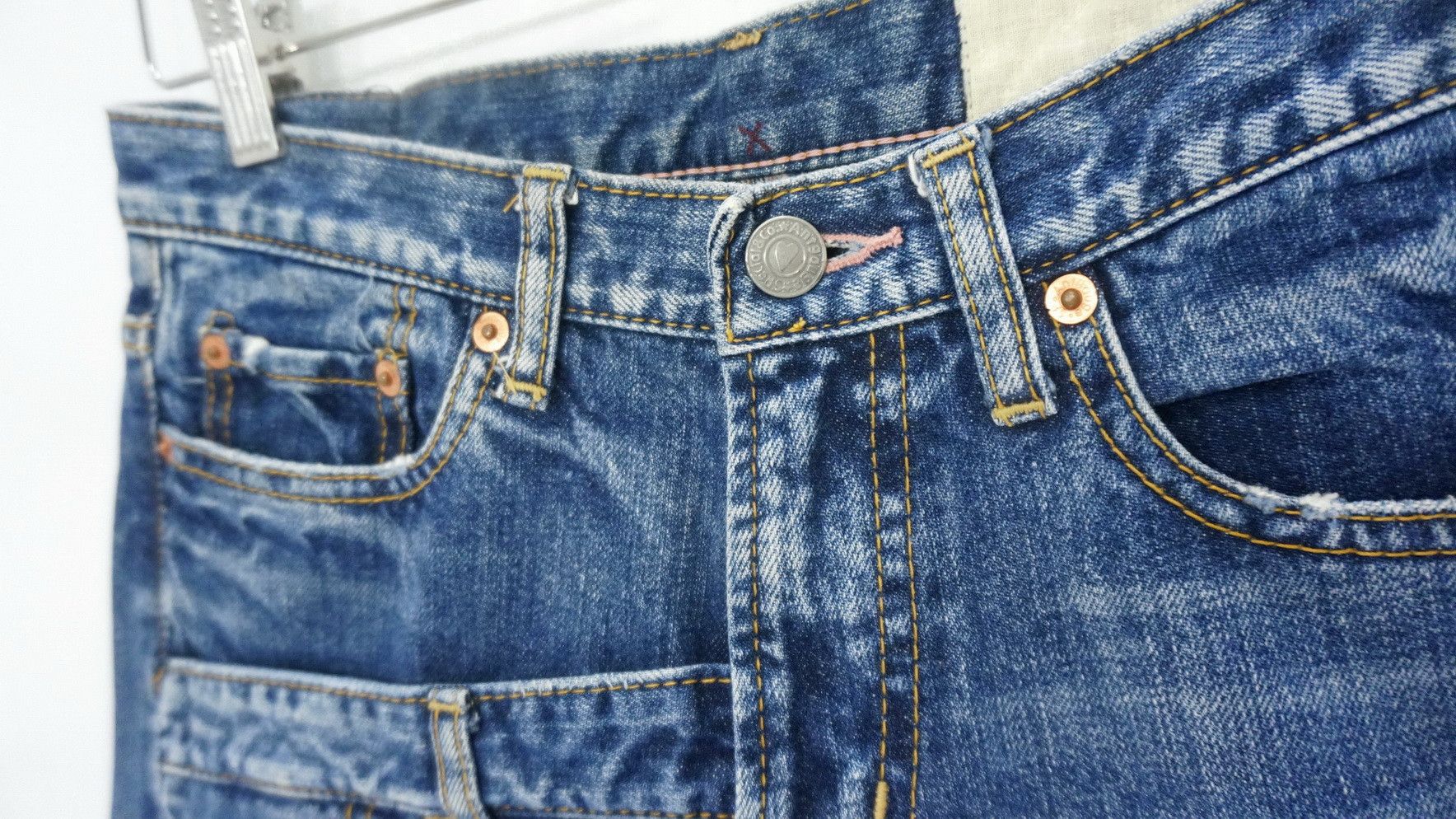 Japanese Brand ANTGAUGE Patchwork Lowrise Blue Jeans Size US 28 / EU 44 - 3 Thumbnail