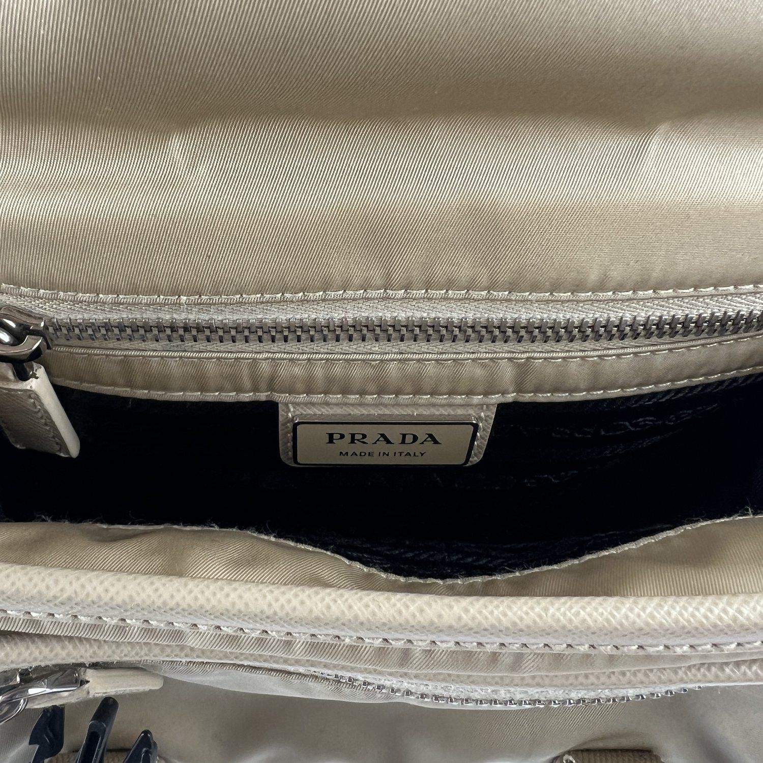 Prada Prada Re-Nylon Beige Saffiano Leather Shoulder Bag Size ONE SIZE - 4 Thumbnail