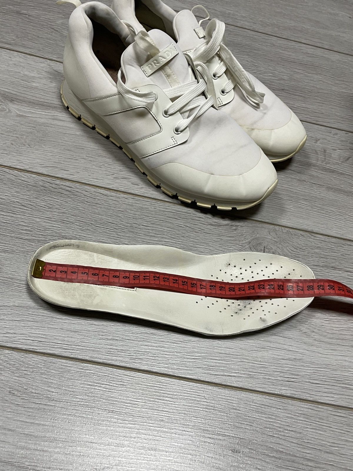 Prada Prada white tab sneakers logo Size US 11.5 / EU 44-45 - 9 Thumbnail