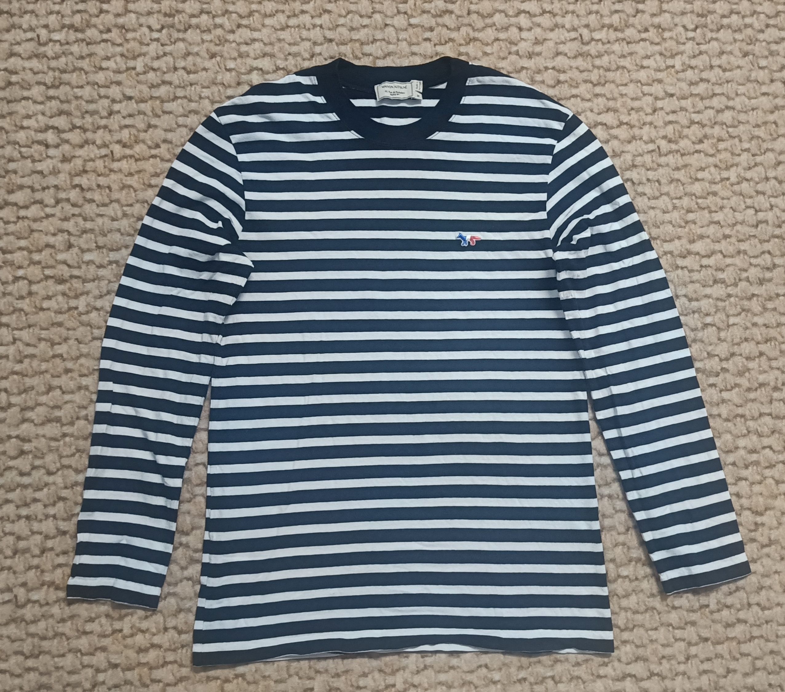 Maison Kitsune 🔥🔥Rare Distressed Maison Kitsune Stripe Long Tee Size US M / EU 48-50 / 2 - 1 Thumbnail