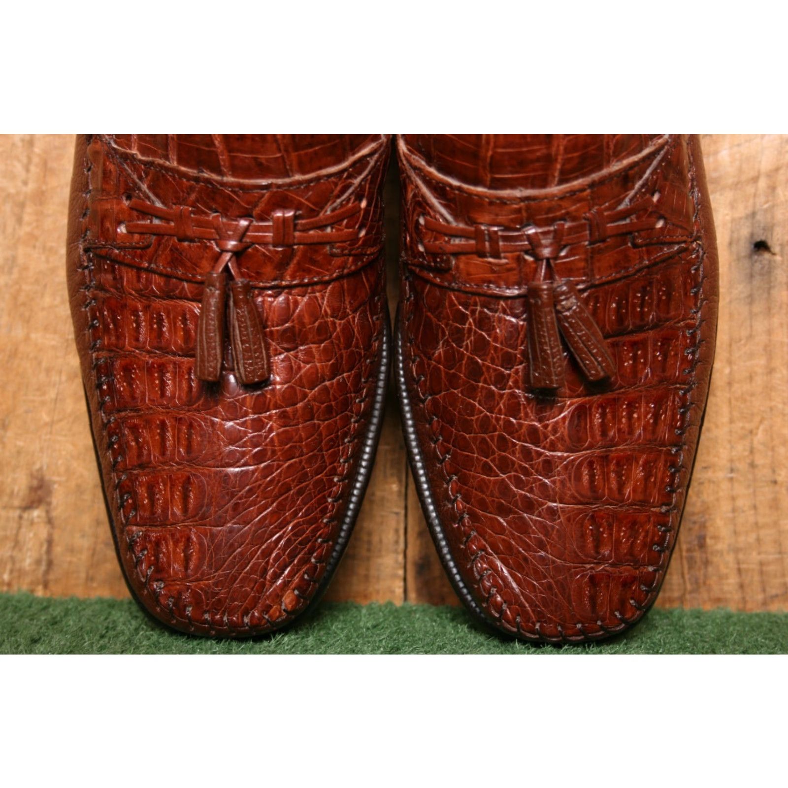 Vintage Brass Boot Dress Loafer M Slip On Cognac Leather Tassel Brown 13M Men Shoes Size US 13 / EU 46 - 5 Thumbnail