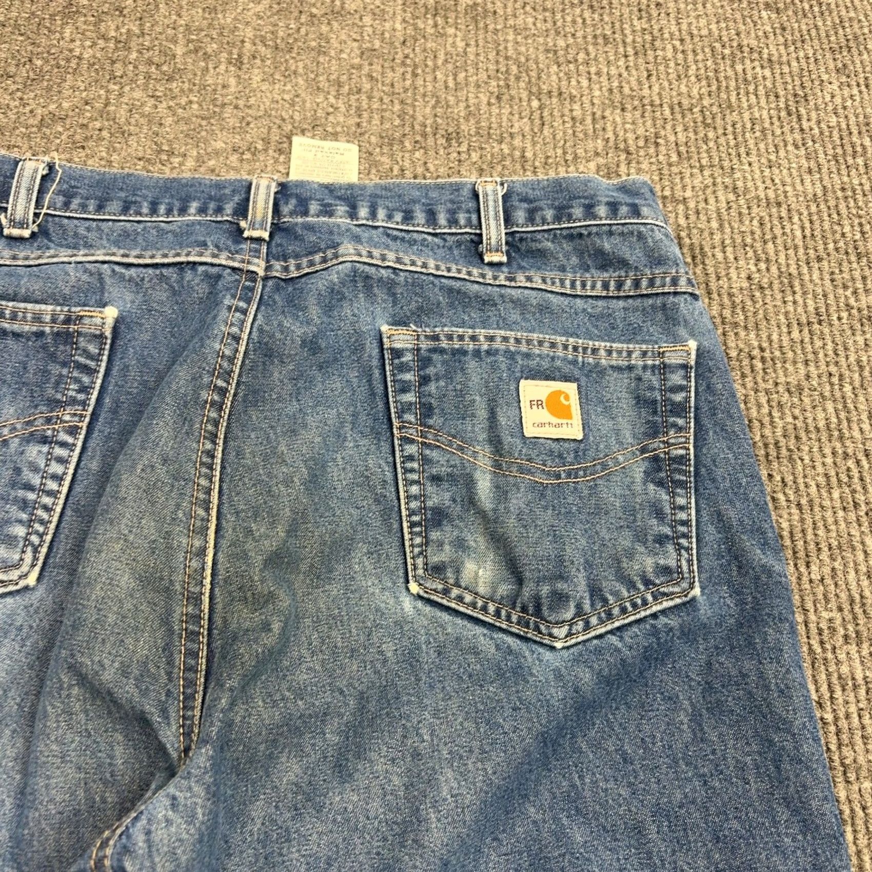 Carhartt VINTAGE Carhartt Jeans Mens 38x30 Blue Flame-Resistant Distressed Relaxed Fit Denim Workwear FR Logo 5-Pocket Mens Jeans Size US 38 / EU 54 - 7 Thumbnail