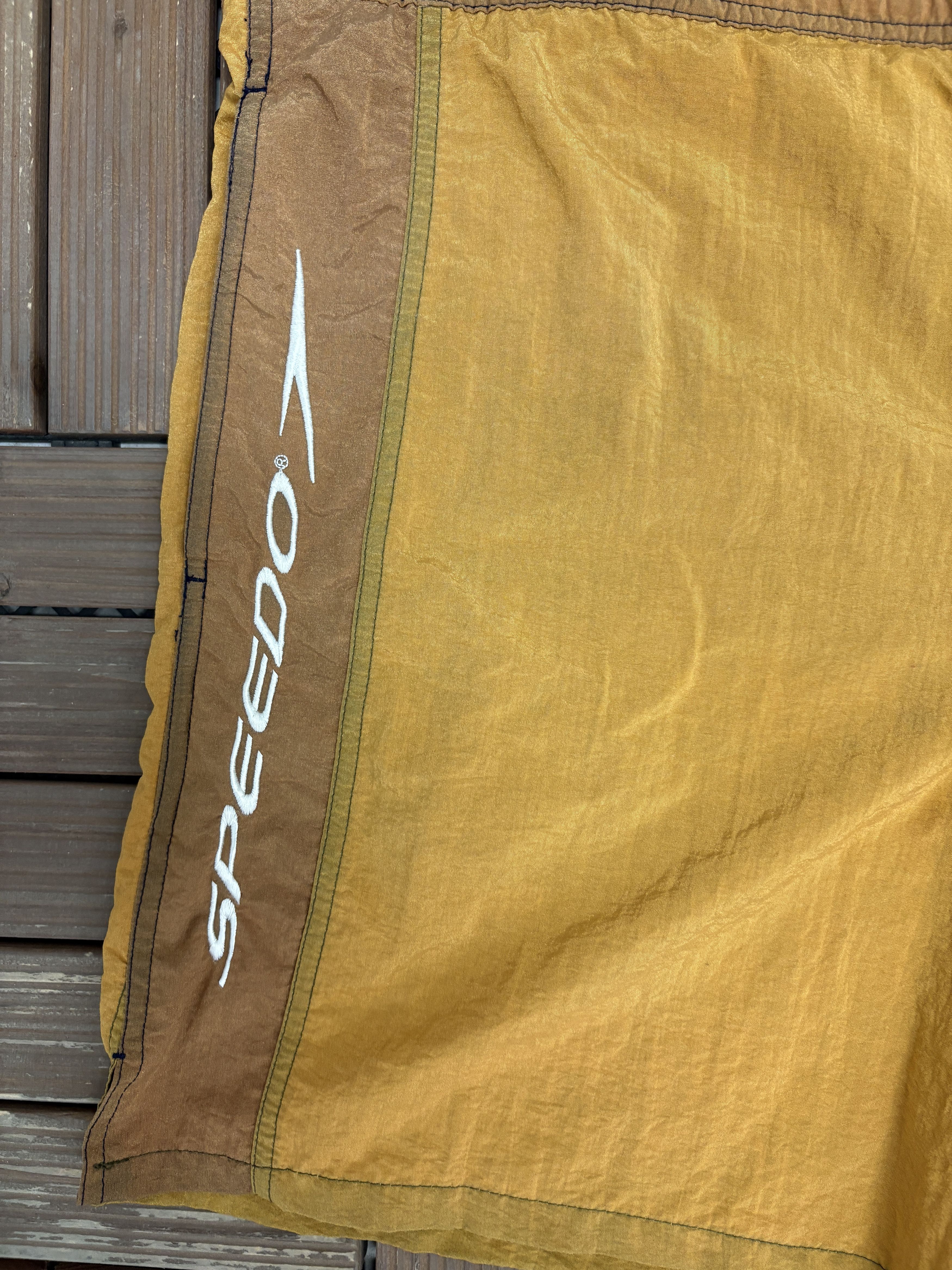 Vintage Speedo Embroidered Vintage Beige Brown Track Shorts Size US 41 - 2 Thumbnail