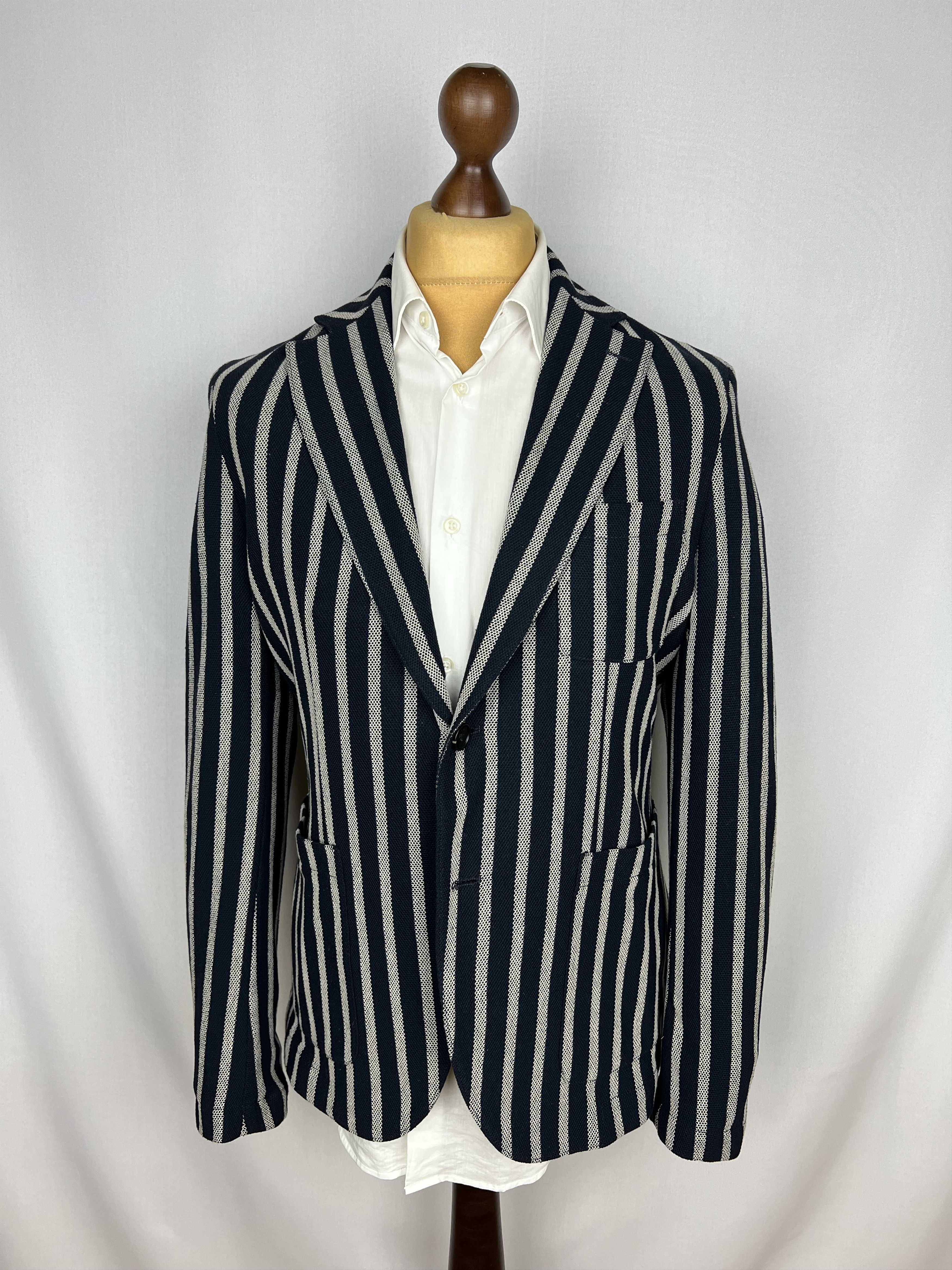 Paoloni Striped Textured Stretch Cotton-Blend Half-Lined Sport Coat Size 40R - 1 Thumbnail