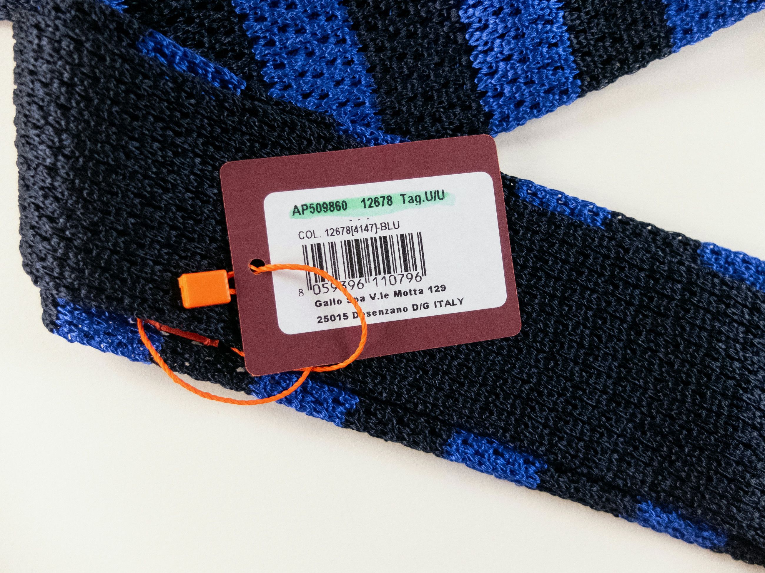 Other GALLO navy blue striped knit skinny silk tie Made in Italy Size ONE SIZE - 3 Thumbnail